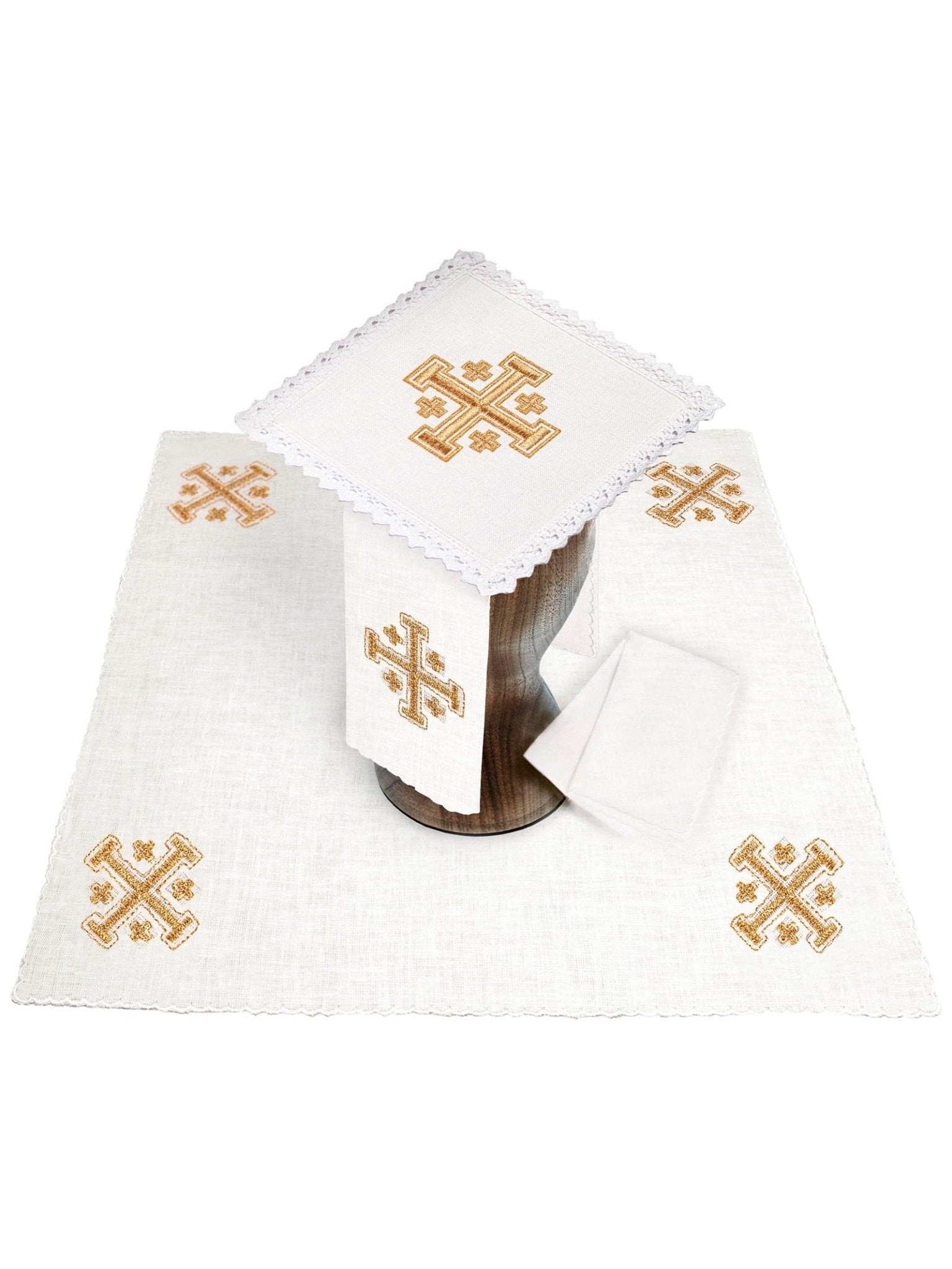 Linen Chalice Linens with Jerusalem Cross Embroidery KKL/030/C1 - HAFTINAUSA.COM
