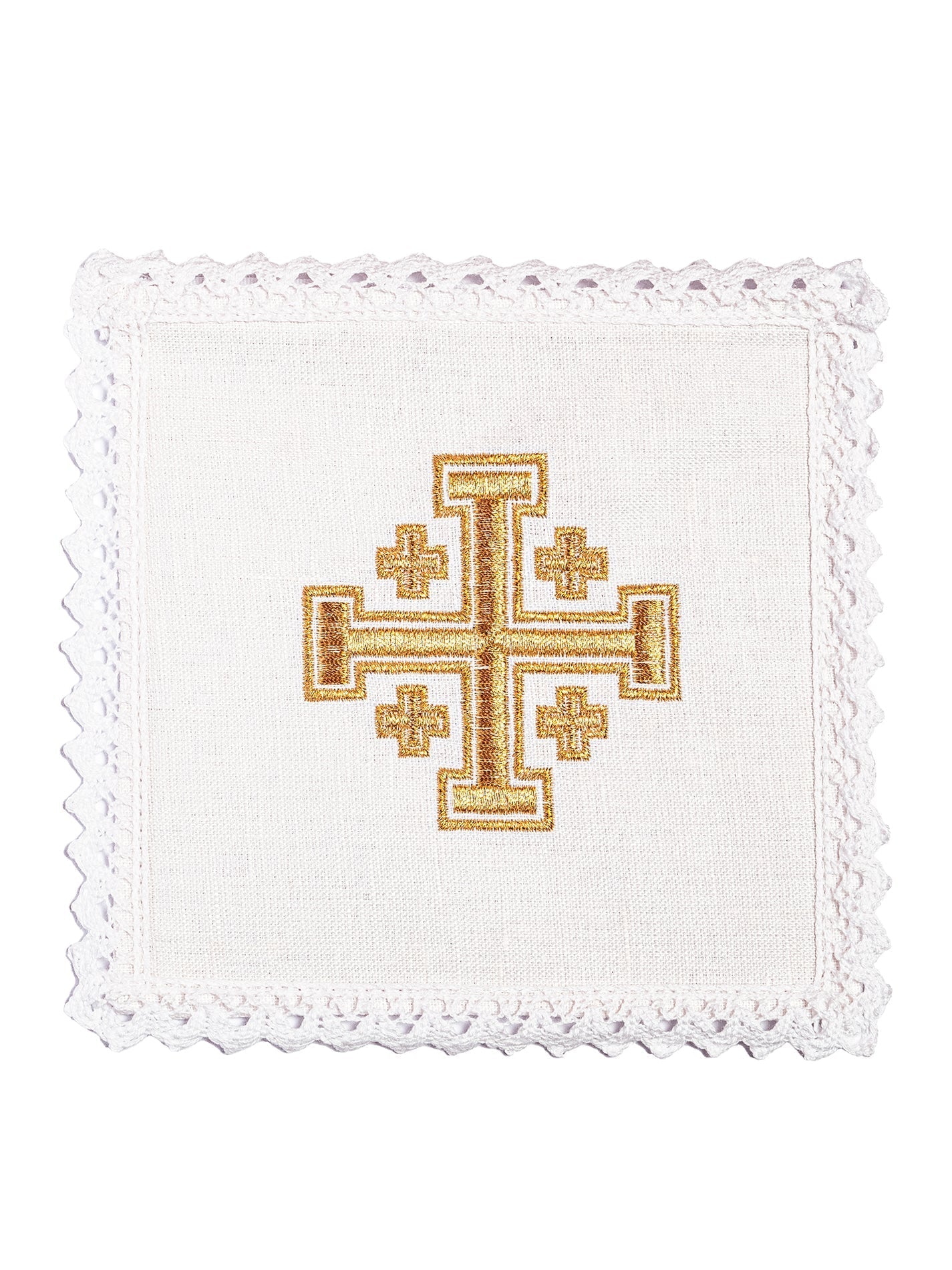 Linen Chalice Linens with Jerusalem Cross Embroidery KKL/030/C1 - HAFTINAUSA.COM