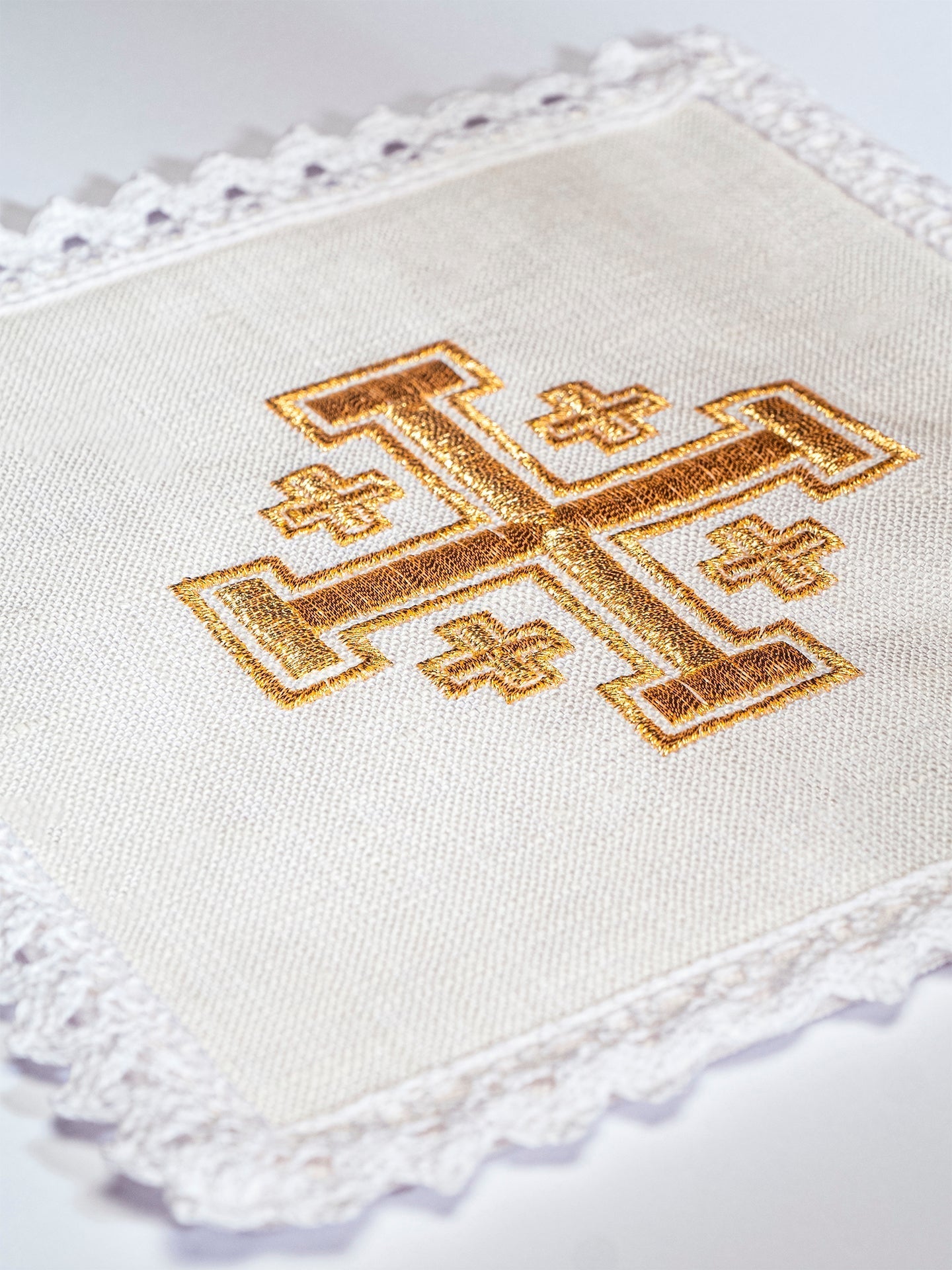 Linen Chalice Linens with Jerusalem Cross Embroidery KKL/030/C1 - HAFTINAUSA.COM