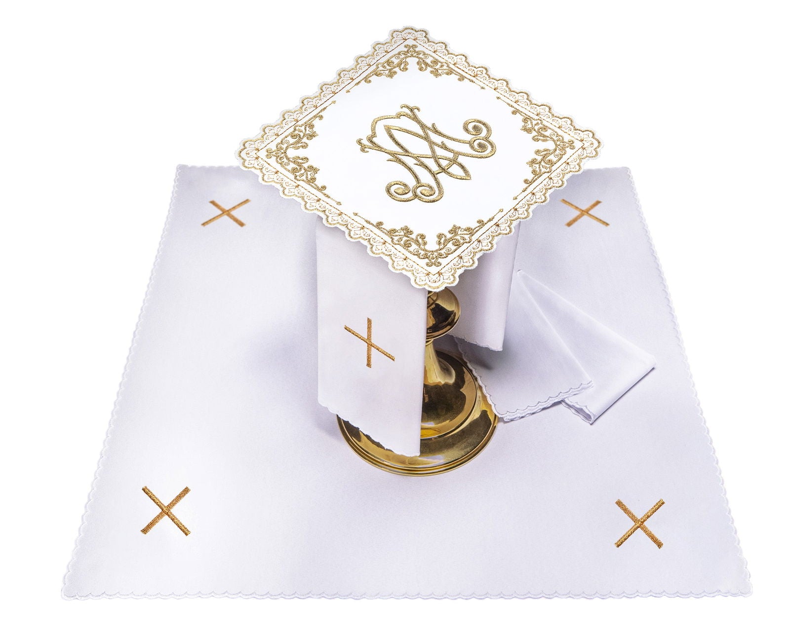 Liturgical chalice set with embroidered Marian motif S - 5563 - HAFTINAUSA.COM
