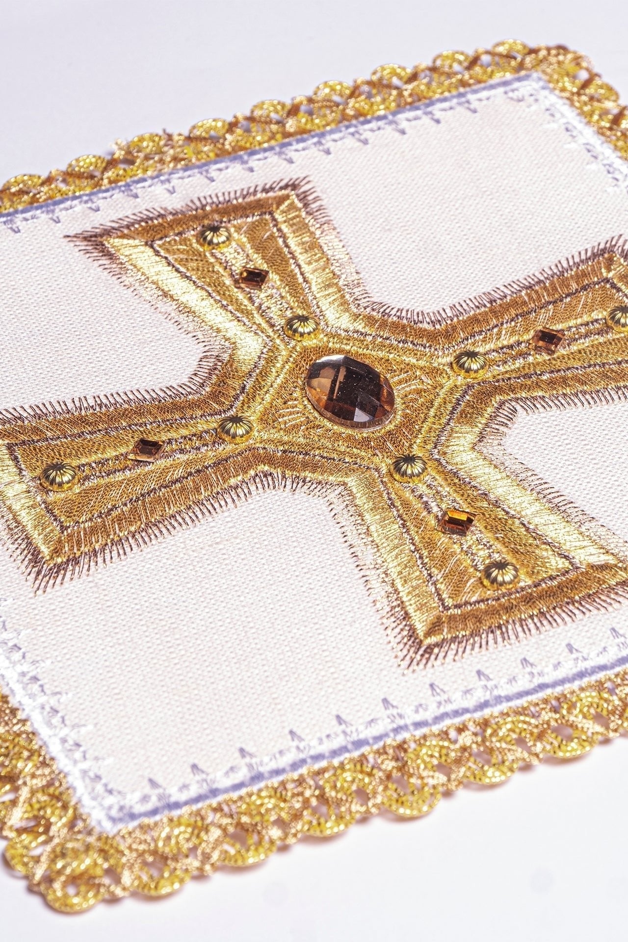 Linen Chalice Linens Richly Embroidered with Stones