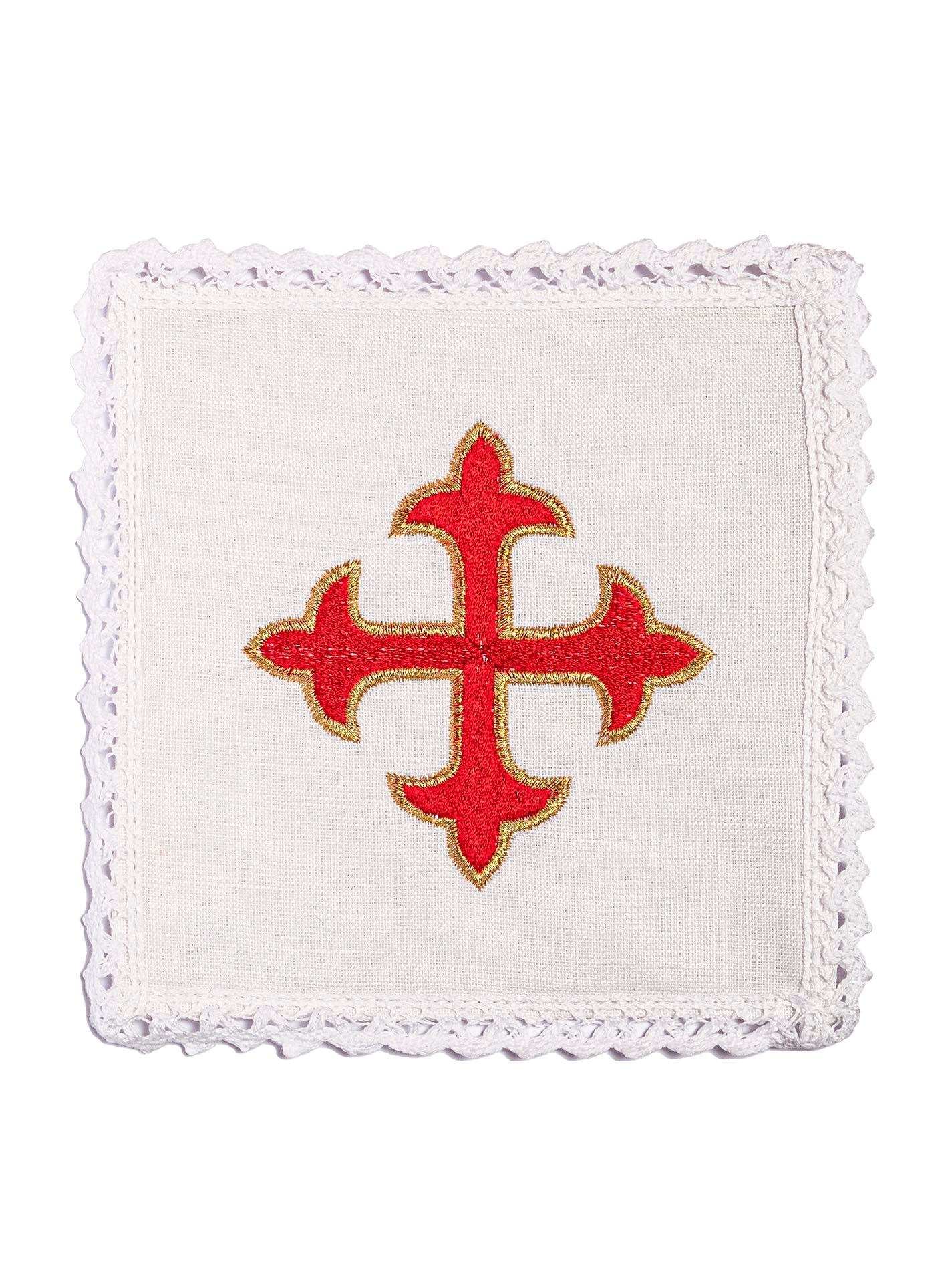 Linen Chalice Linens with Embroidered Jerusalem Cross