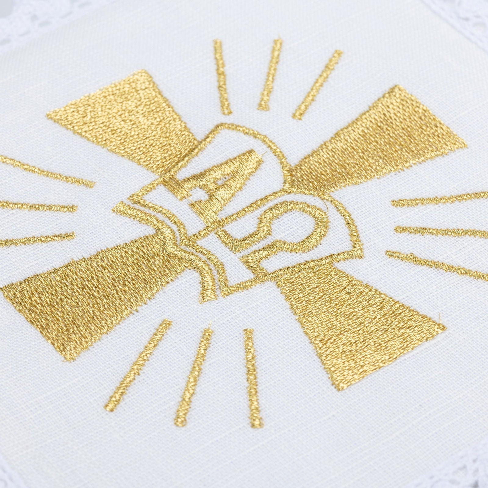 Linen Chalice Linens with Cross and Alpha Omega Embroidery