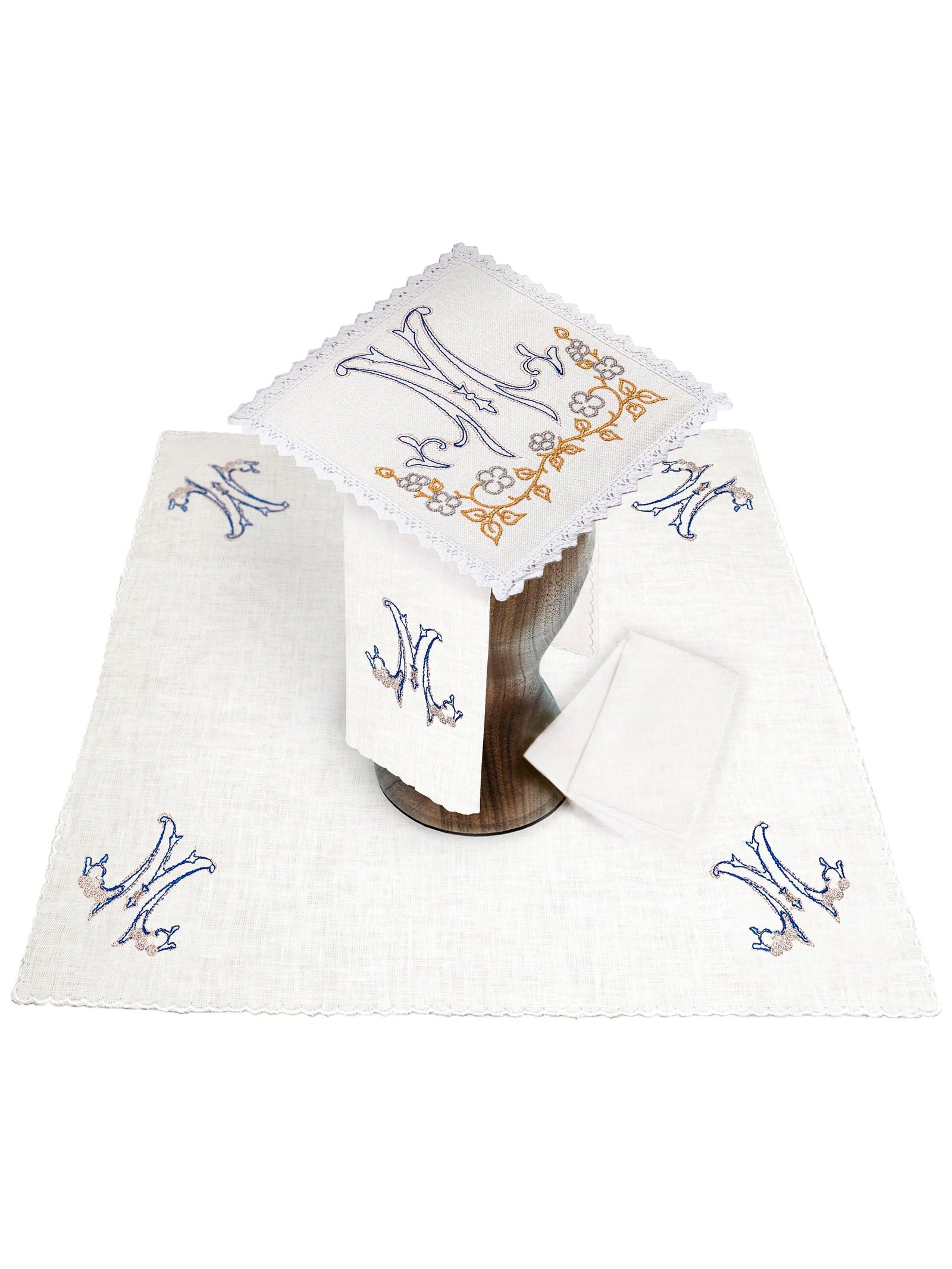 Linen Chalice Linens with Marian Embroidery