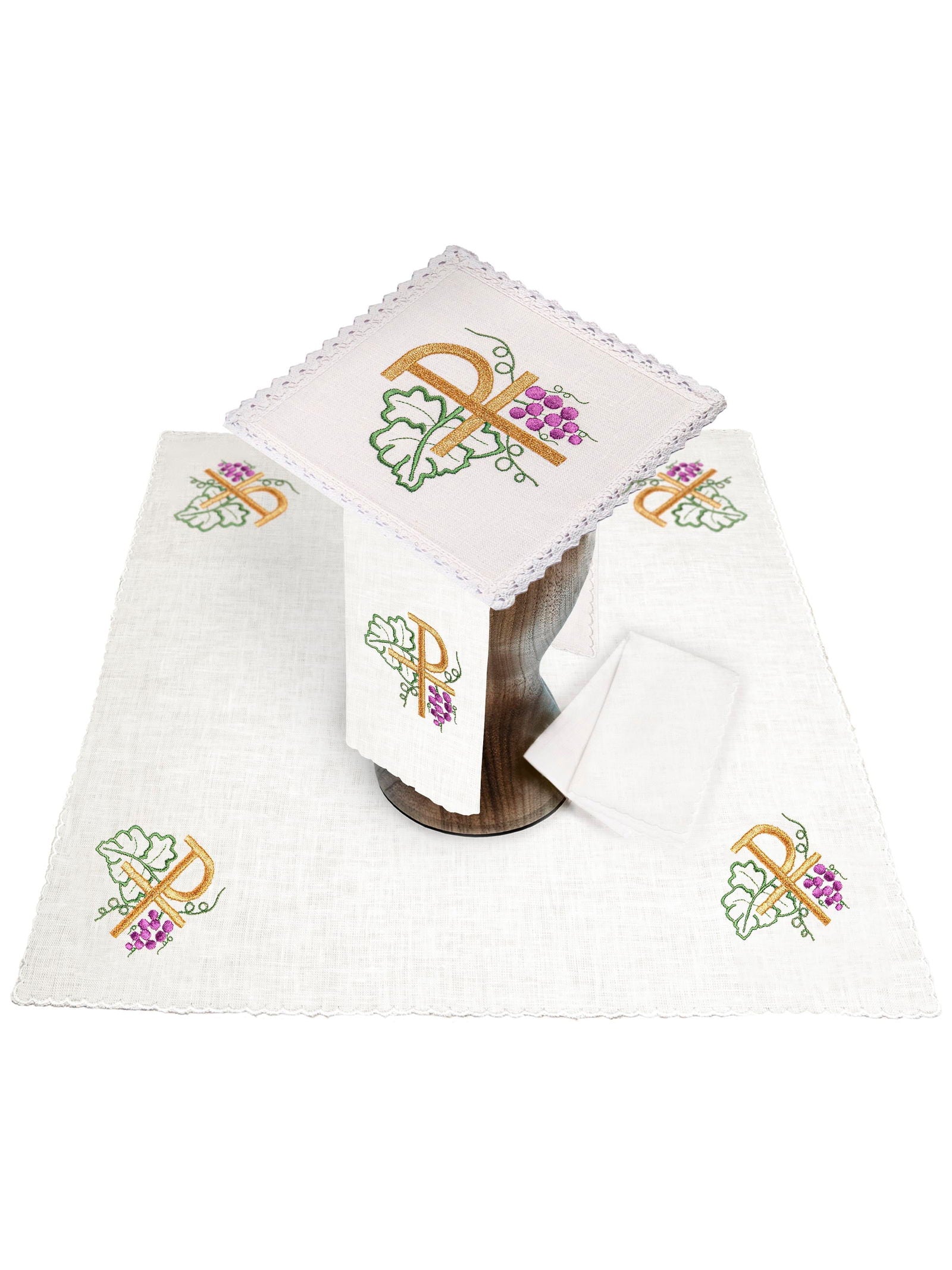 Linen Chalice Linens with Embroidered Mary Motif