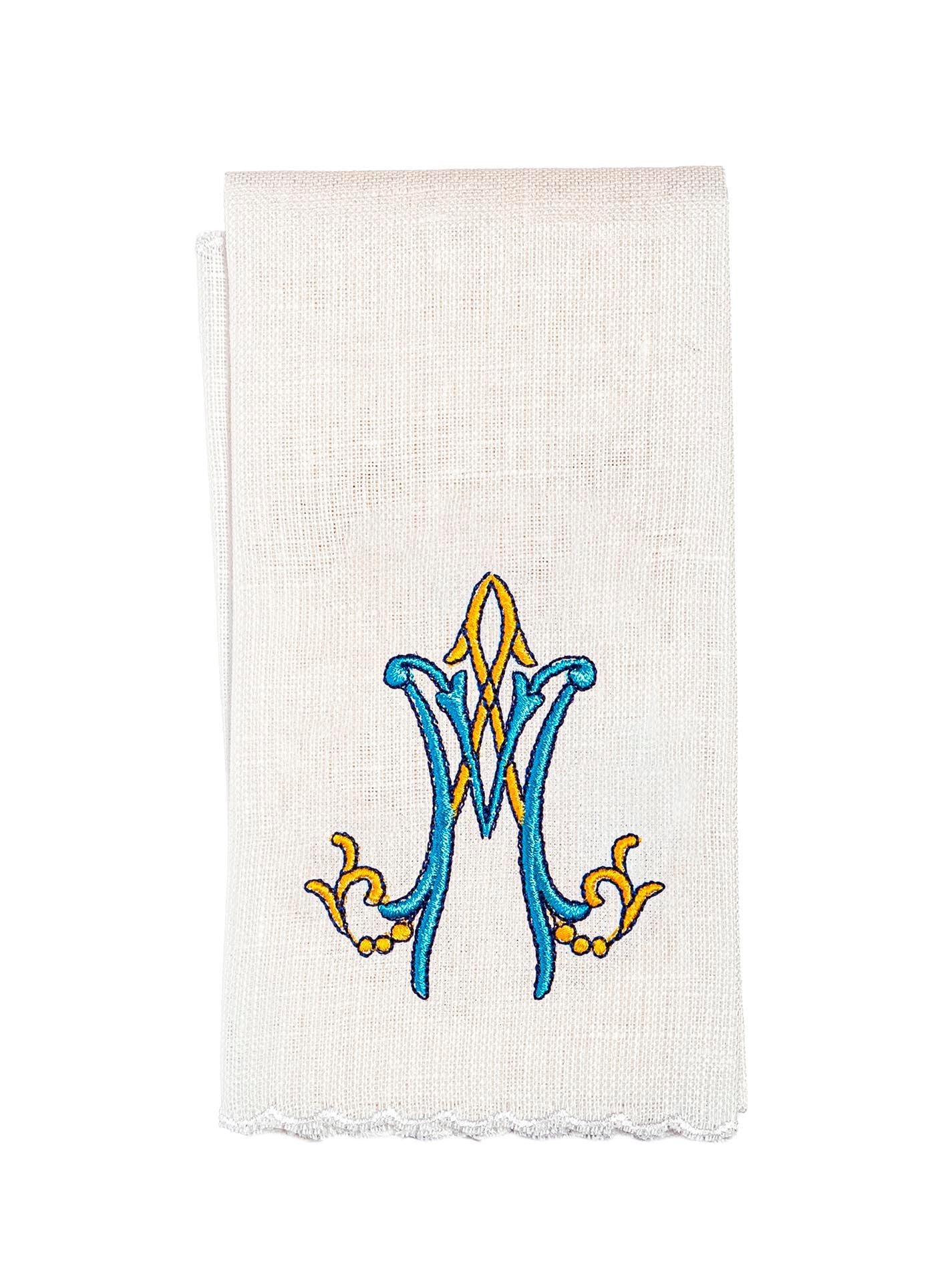 Linen Chalice Linens with Colorful Marian Embroidery