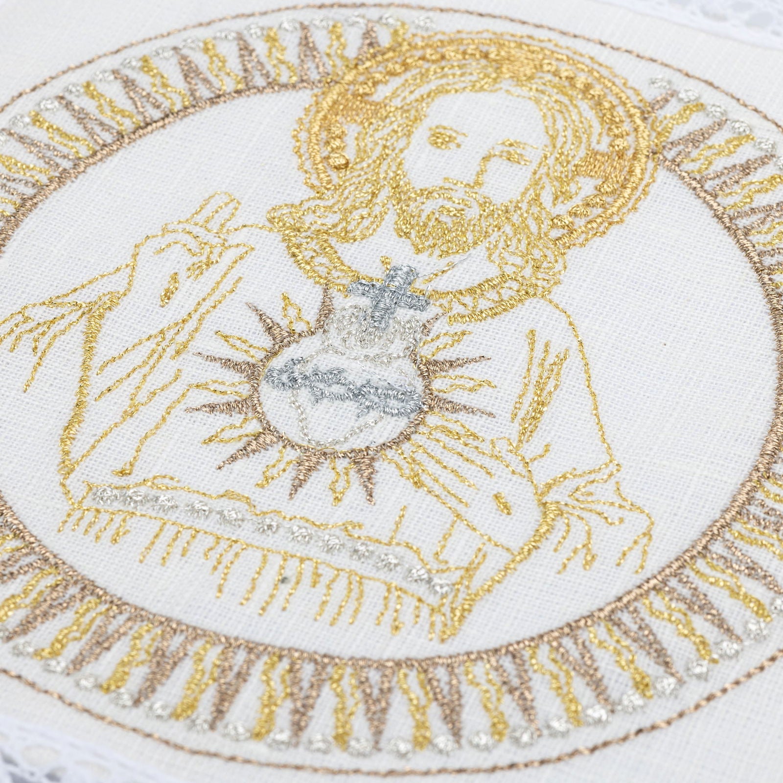 Linen Chalice Linens with Jesus Christ Embroidery