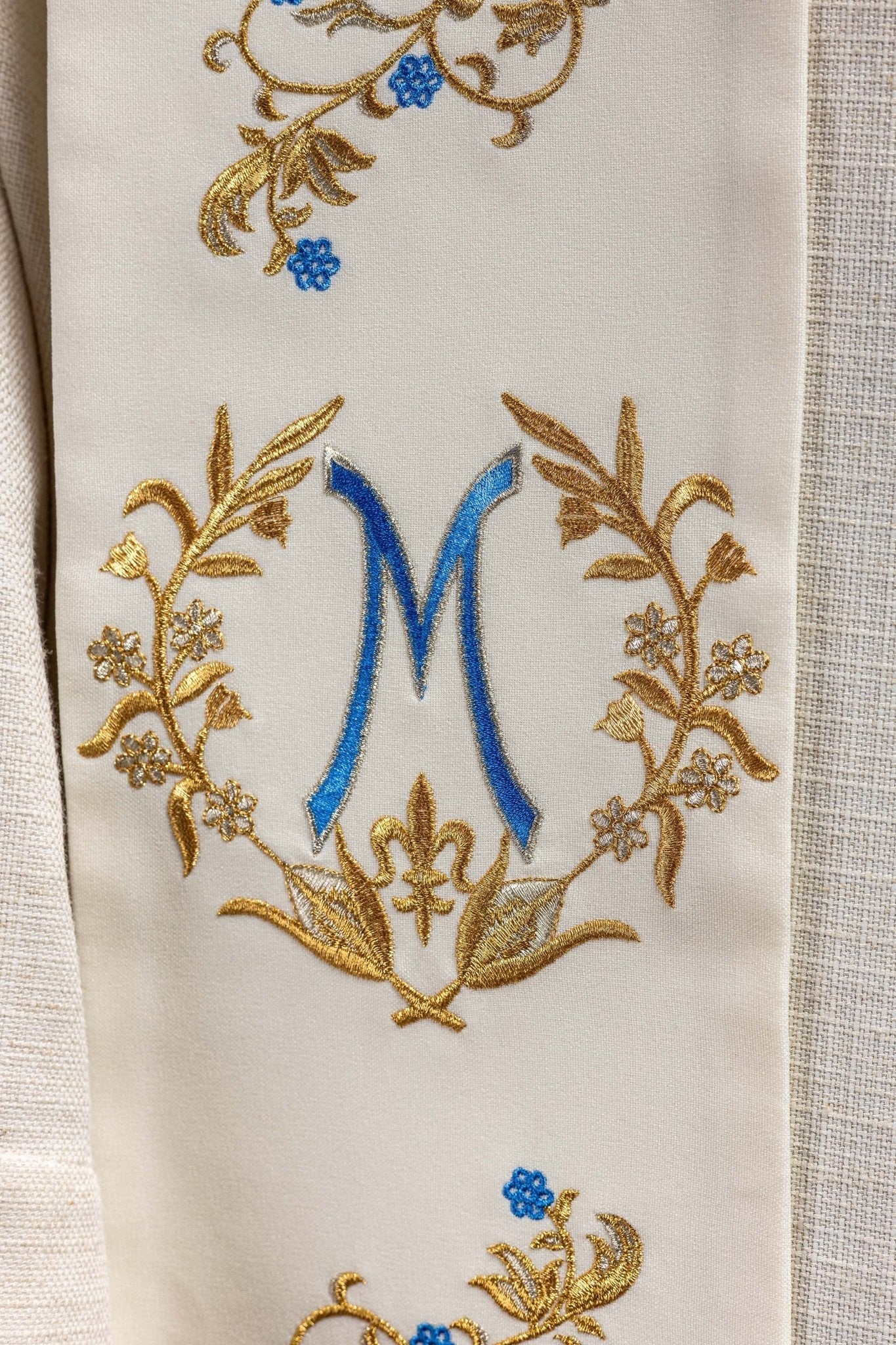 Marian stole richly embroidered KST/032/05/01 ECRU - HAFTINAUSA.COM