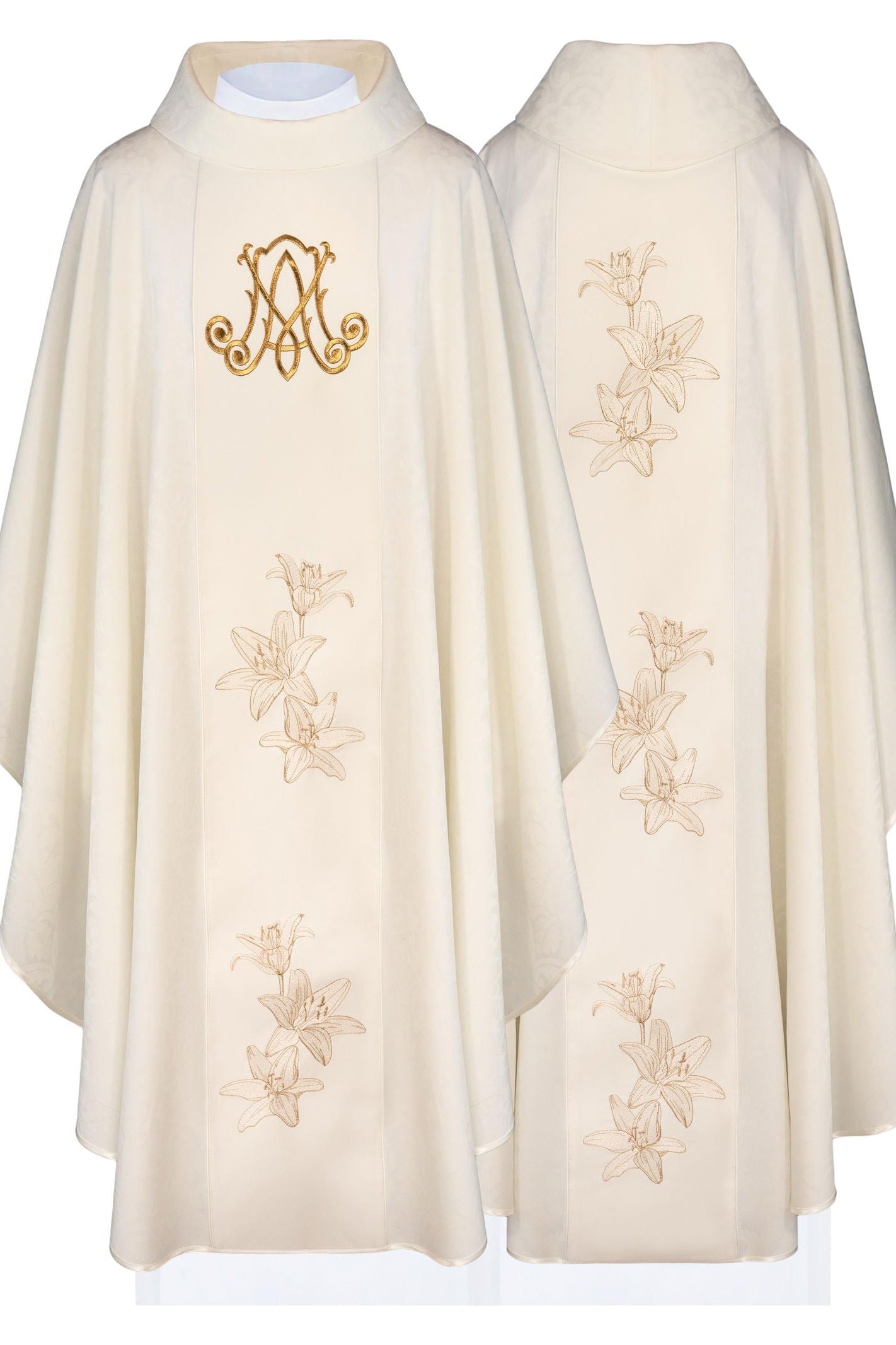 Marian liturgical chasuble with embroidered lilie