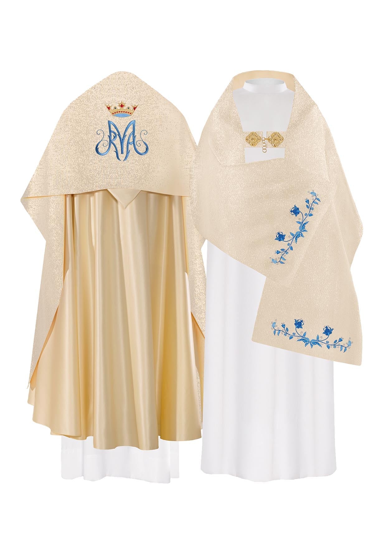 Marian Gold Liturgical Veil with embroidery