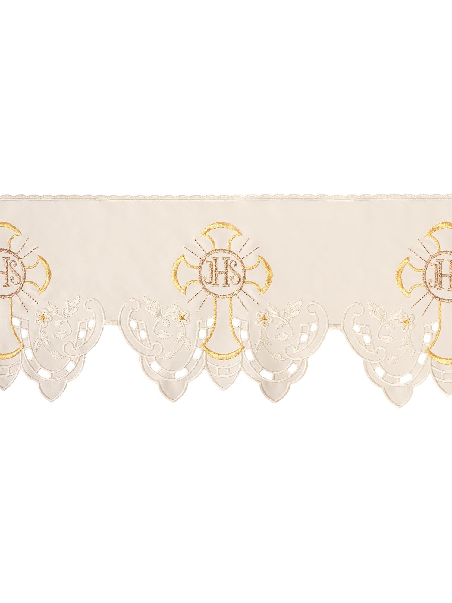 Metric with front embroidery IHS Cross ecru