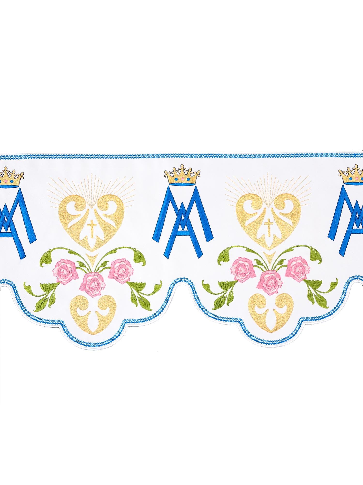 White Marian superfrontal with colorful embroidery