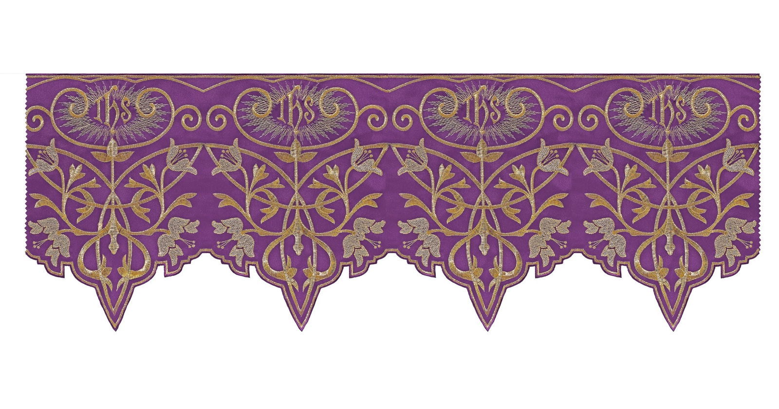 Purple altar superfrontal with gold IHS embroidery