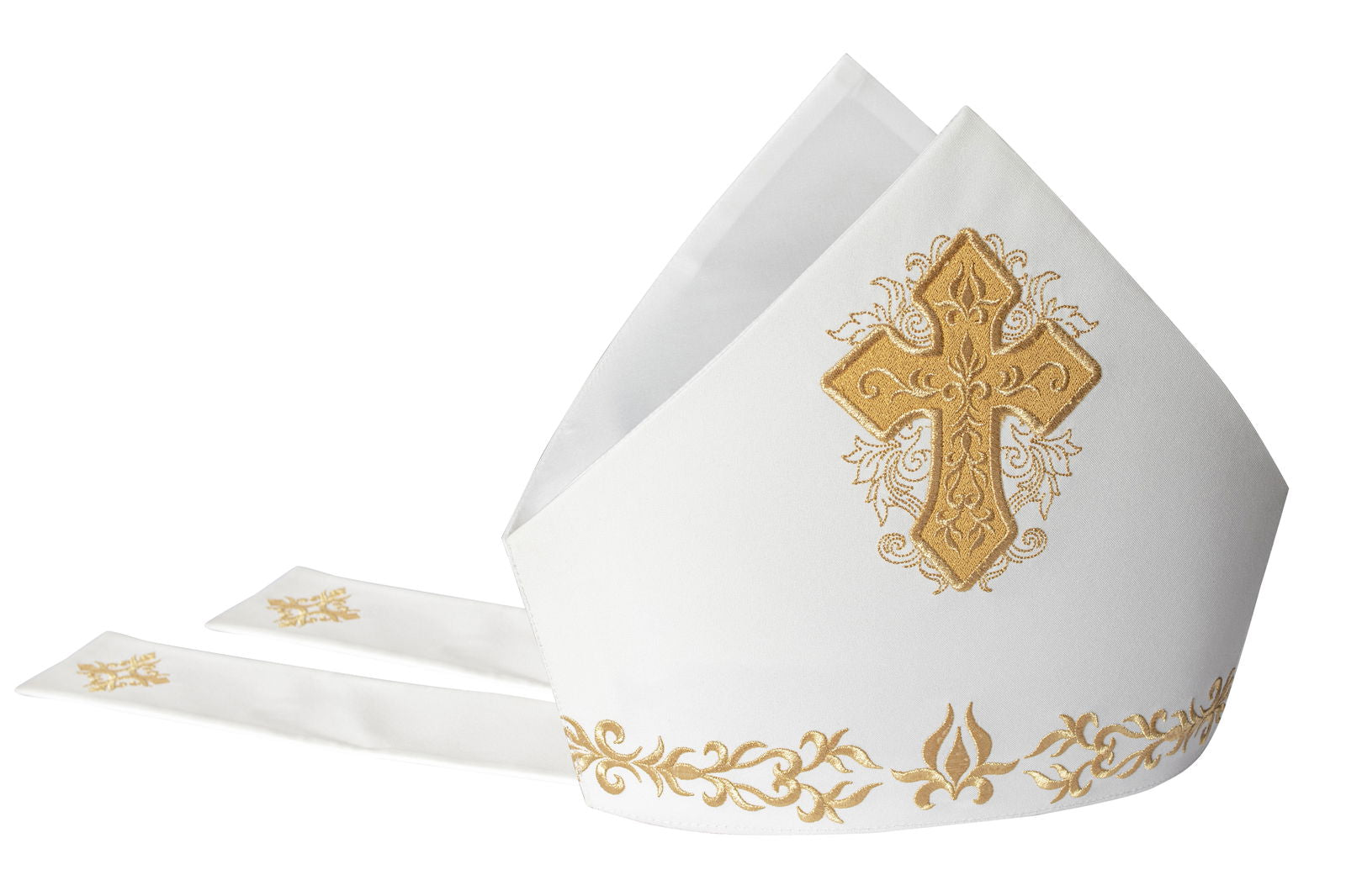 Mitre with rich embroidery and cross symbol KMR/4 - HAFTINAUSA.COM