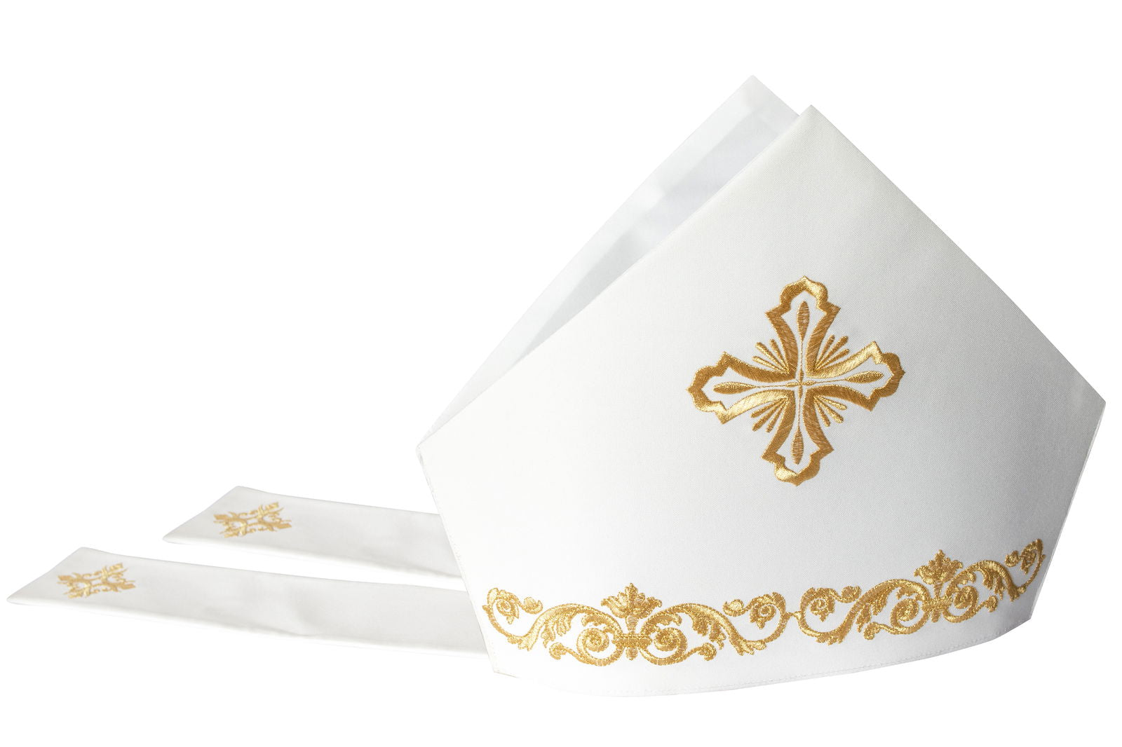 Mitre with rich embroidery and cross symbol. KMR/3 - HAFTINAUSA.COM