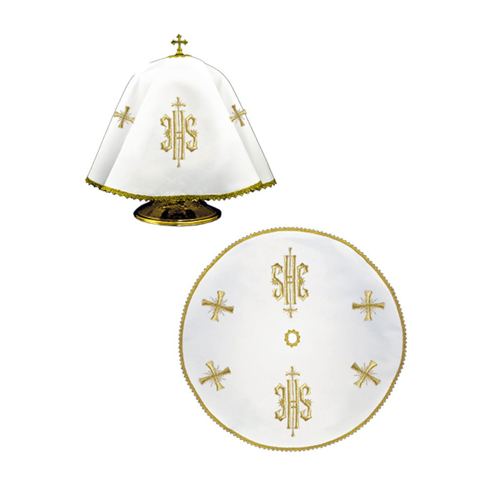 Round veil for the pyx with embroidered IHS motif