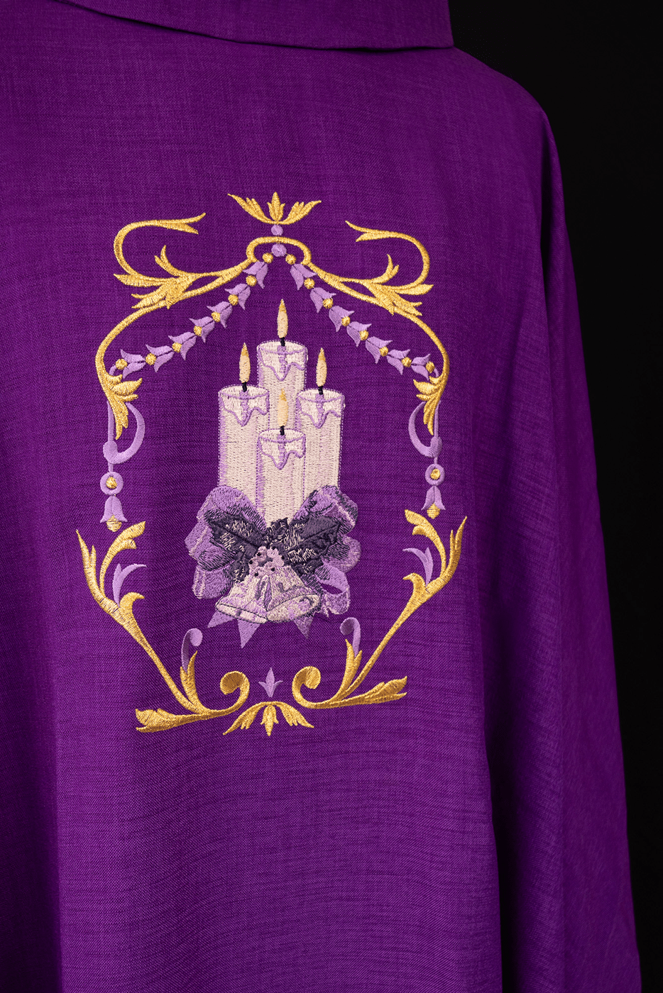 Advent chasuble with candle embroidery