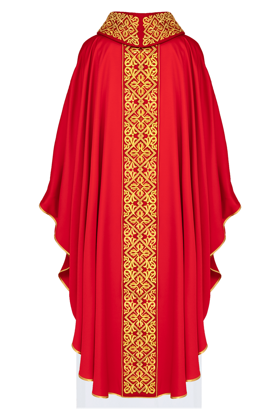 Red chasuble with embroidered collar