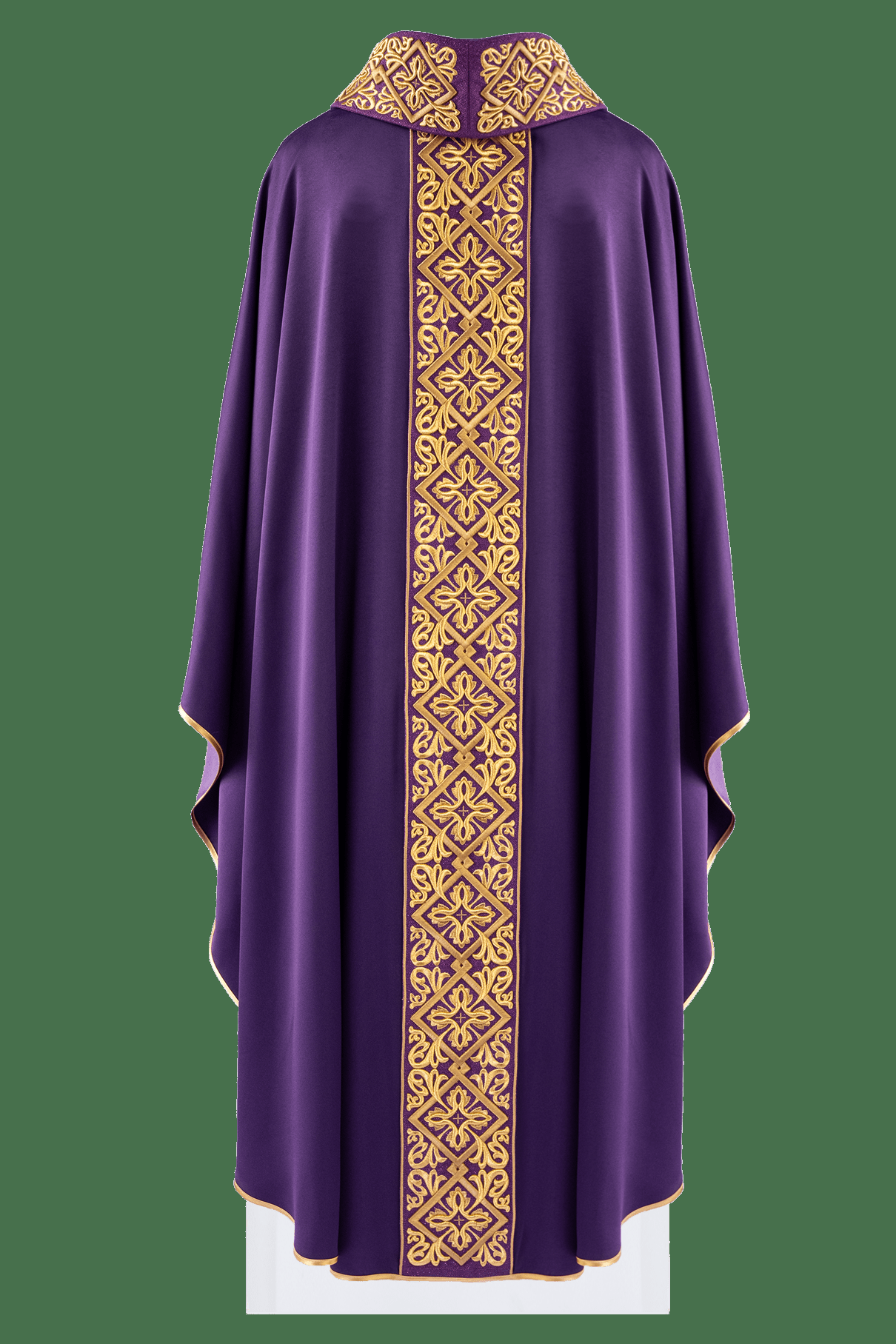 Purple chasuble with embroidered collar