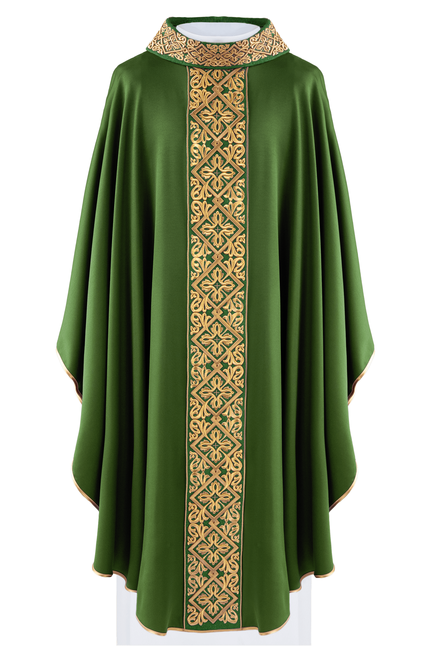 Green chasuble with embroidered collar