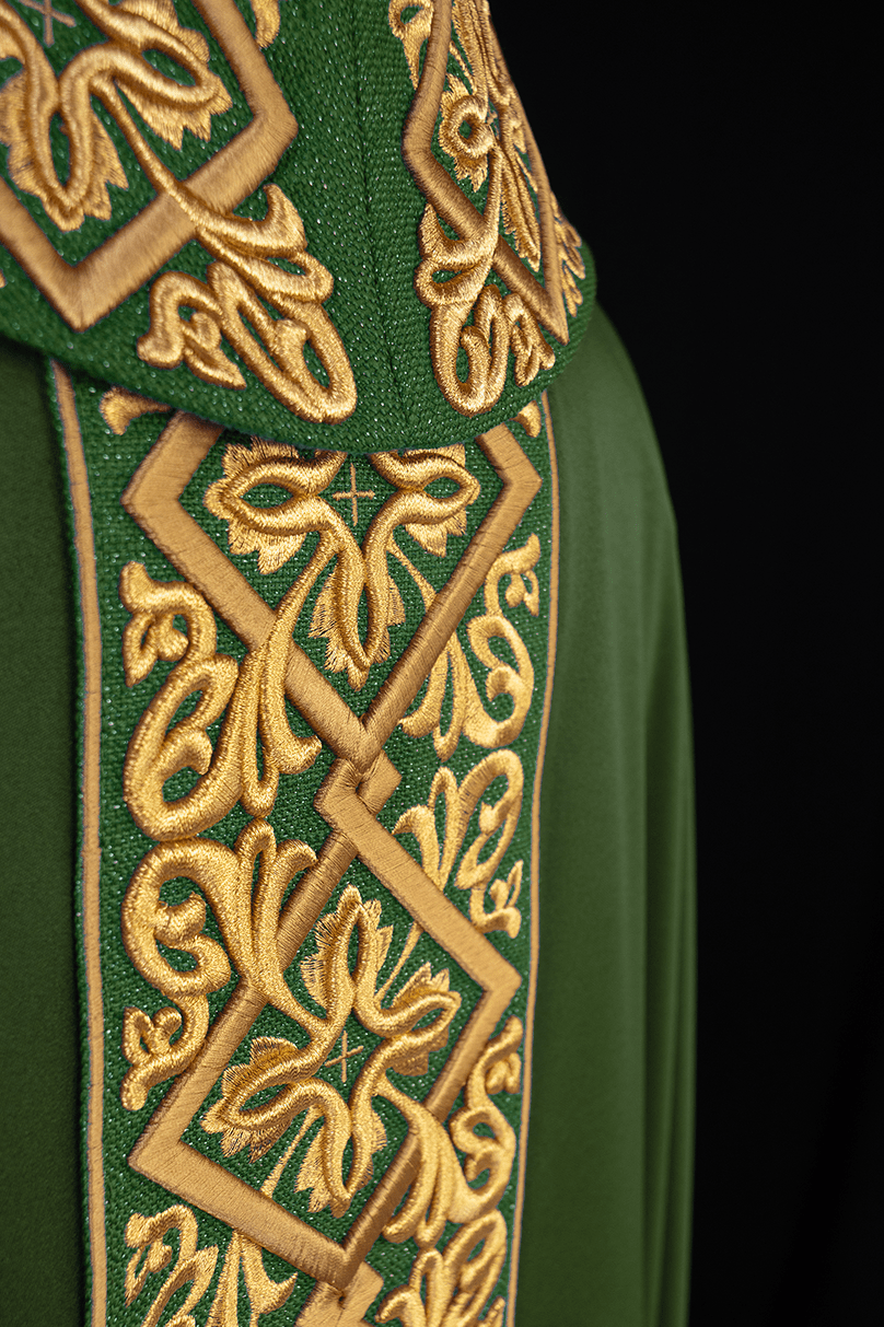 Green chasuble with embroidered collar