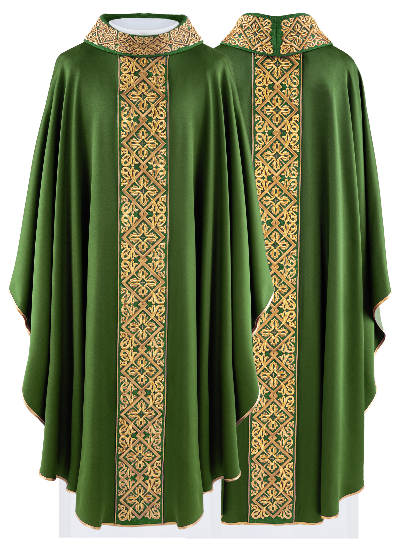 Green chasuble with embroidered collar