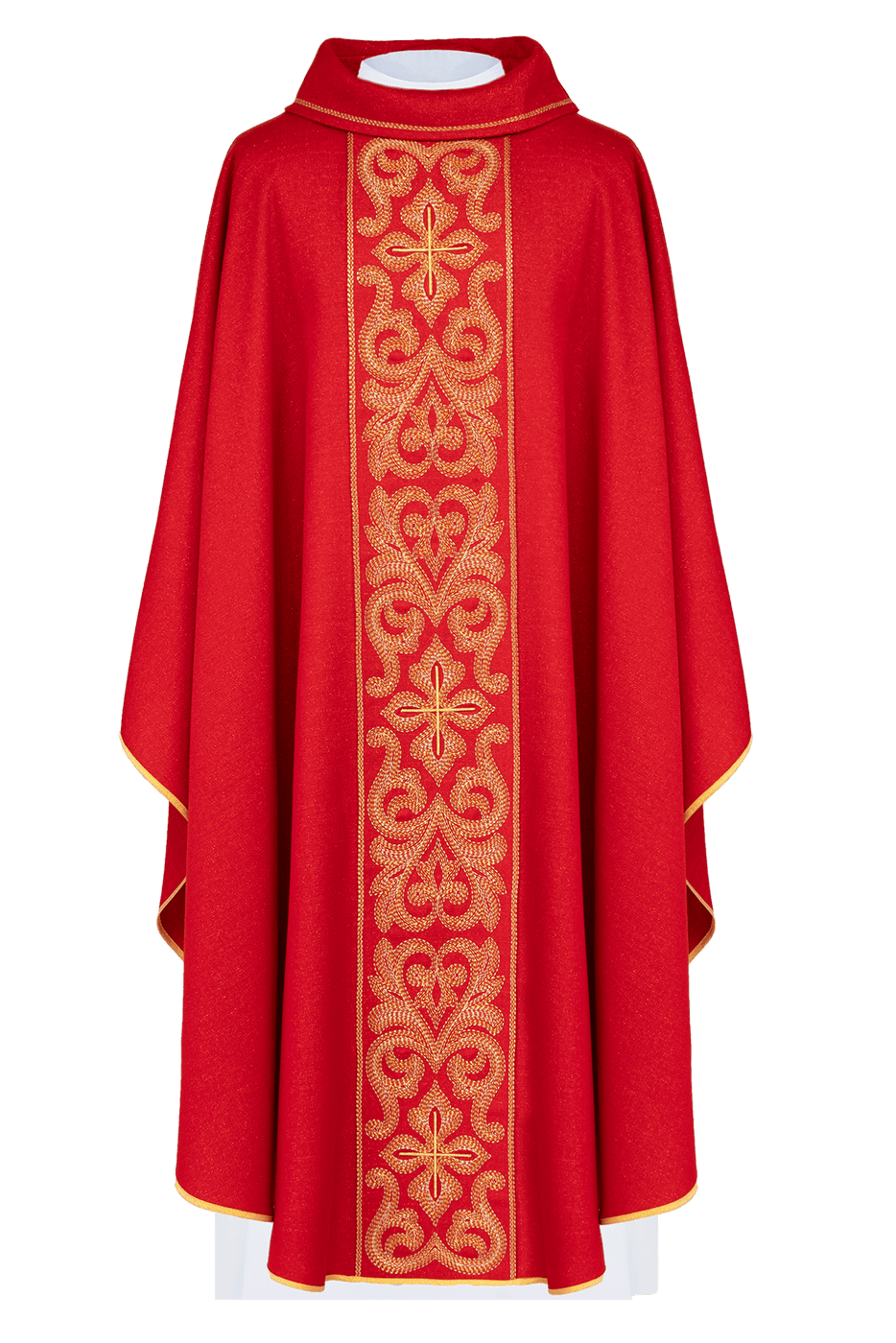 Red chasuble with light gold embroidery