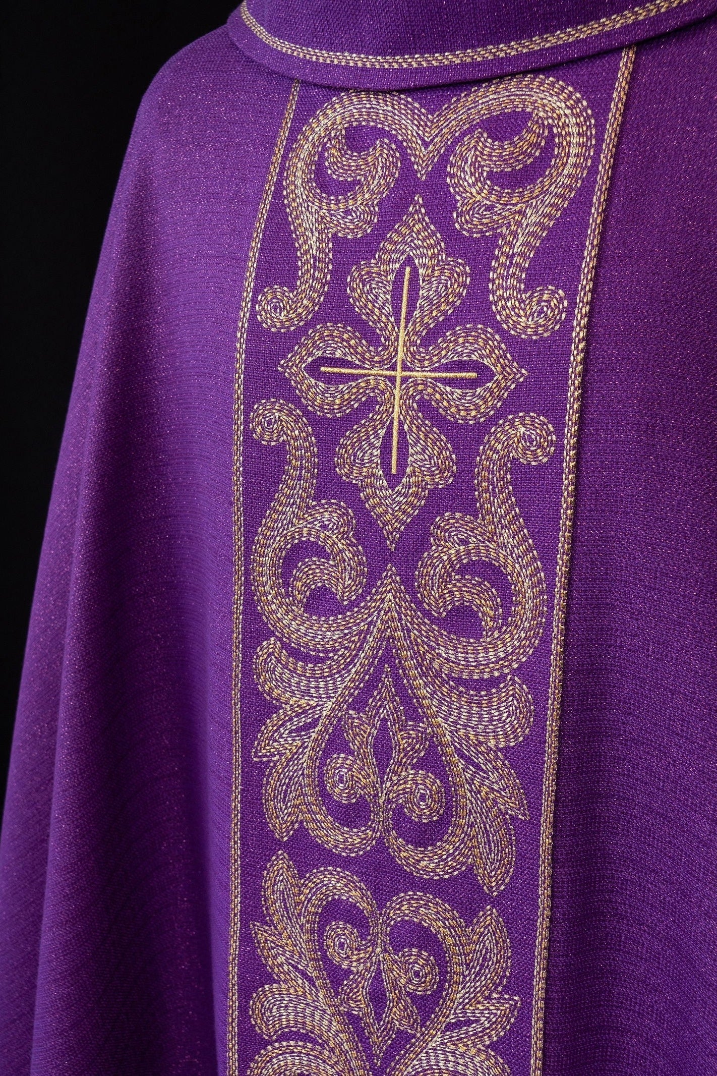 Purple chasuble with light embroidery