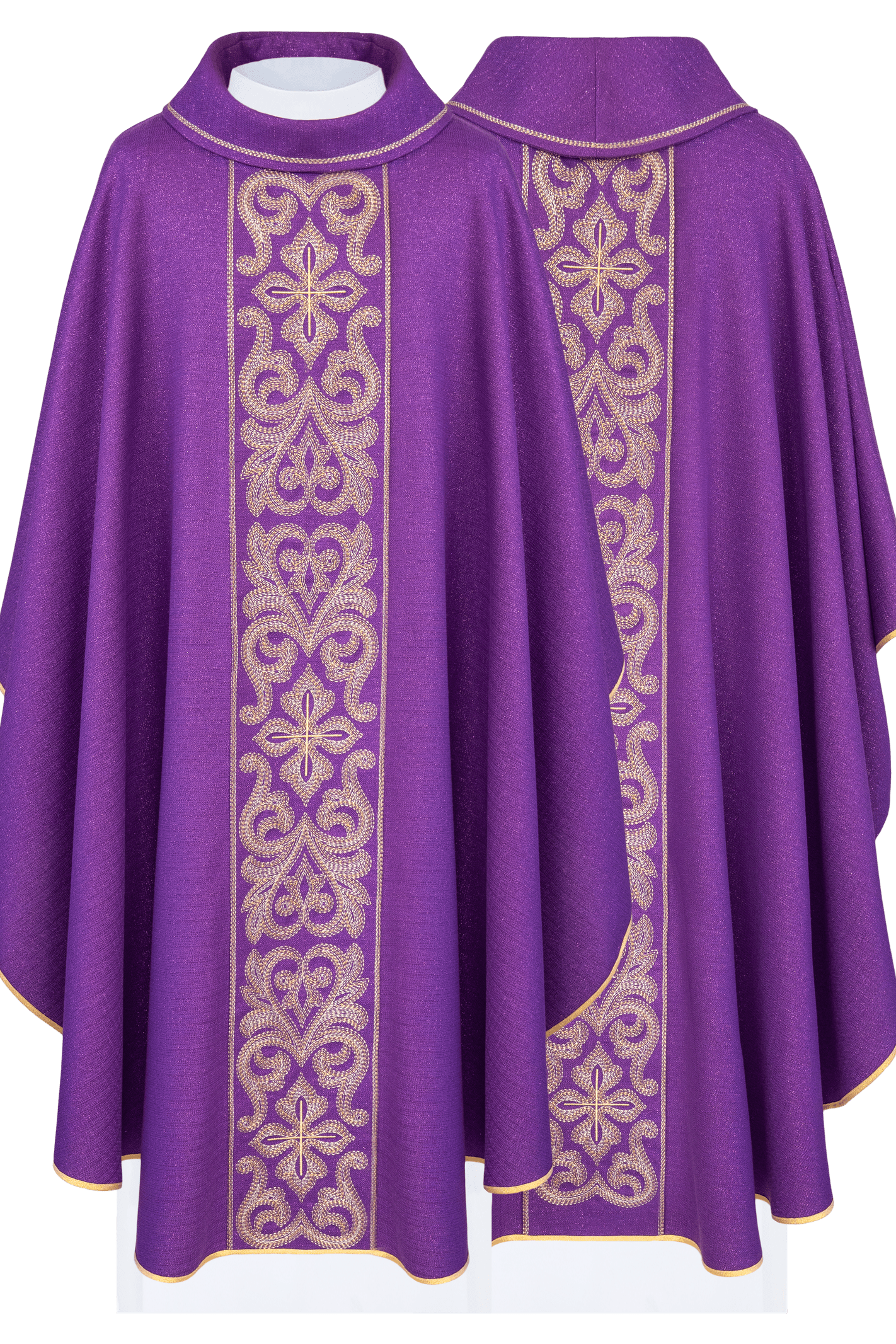 Purple chasuble with light embroidery