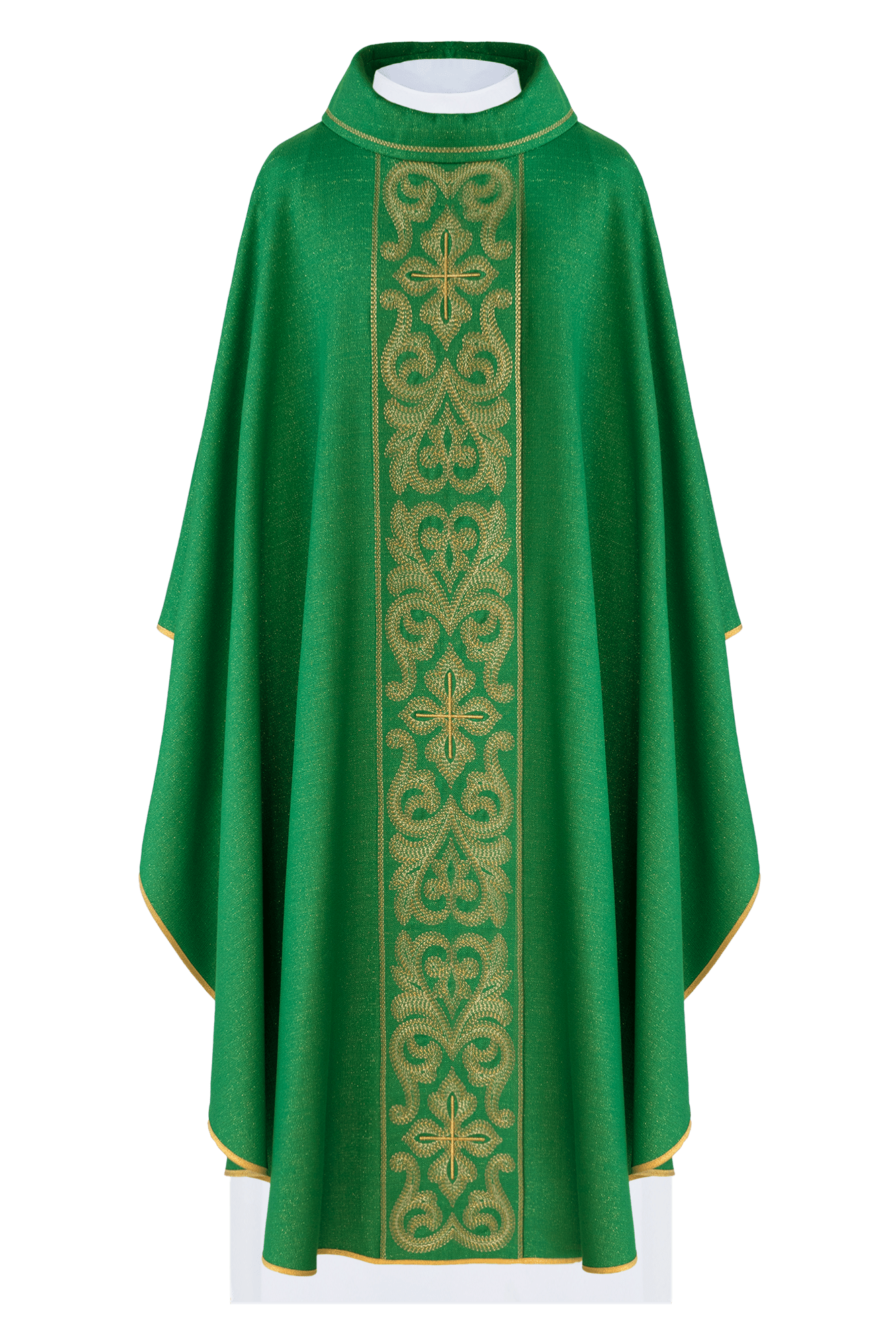 Green chasuble with light gold embroidery