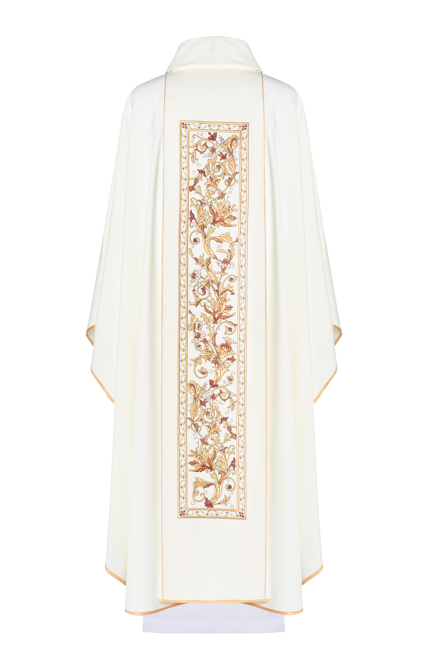 Chasuble richly adorned with IHS motif in ecru