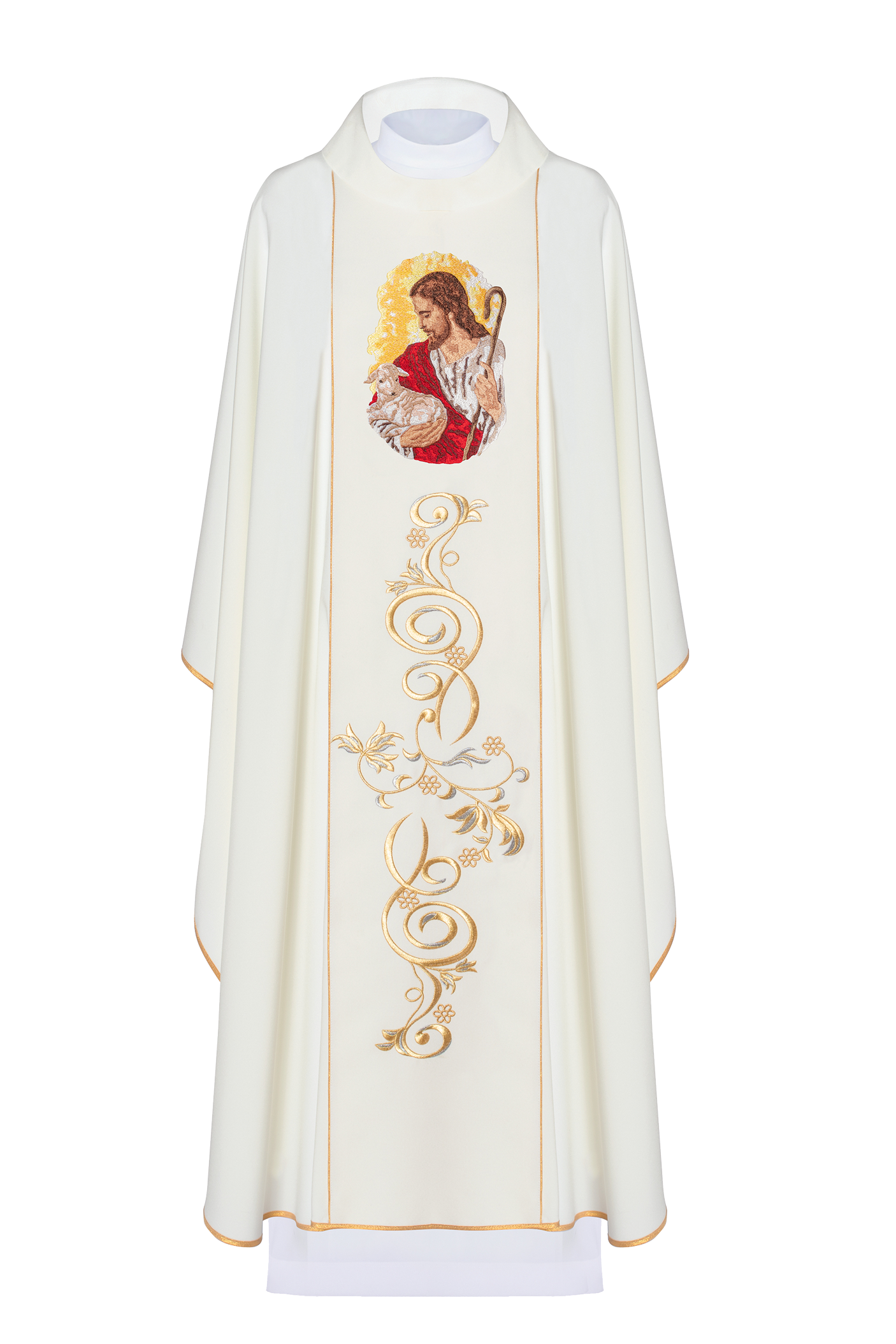 Ecru chasuble with the image of Jesus