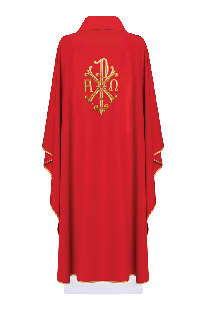 Red chasuble with gold cross