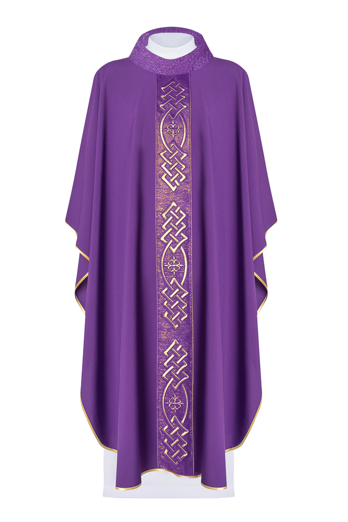 Purple chasuble with narrow embroidery