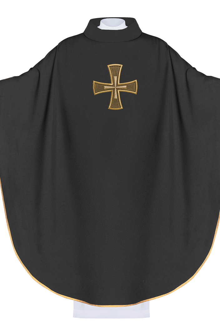 Black chasuble with gold cross