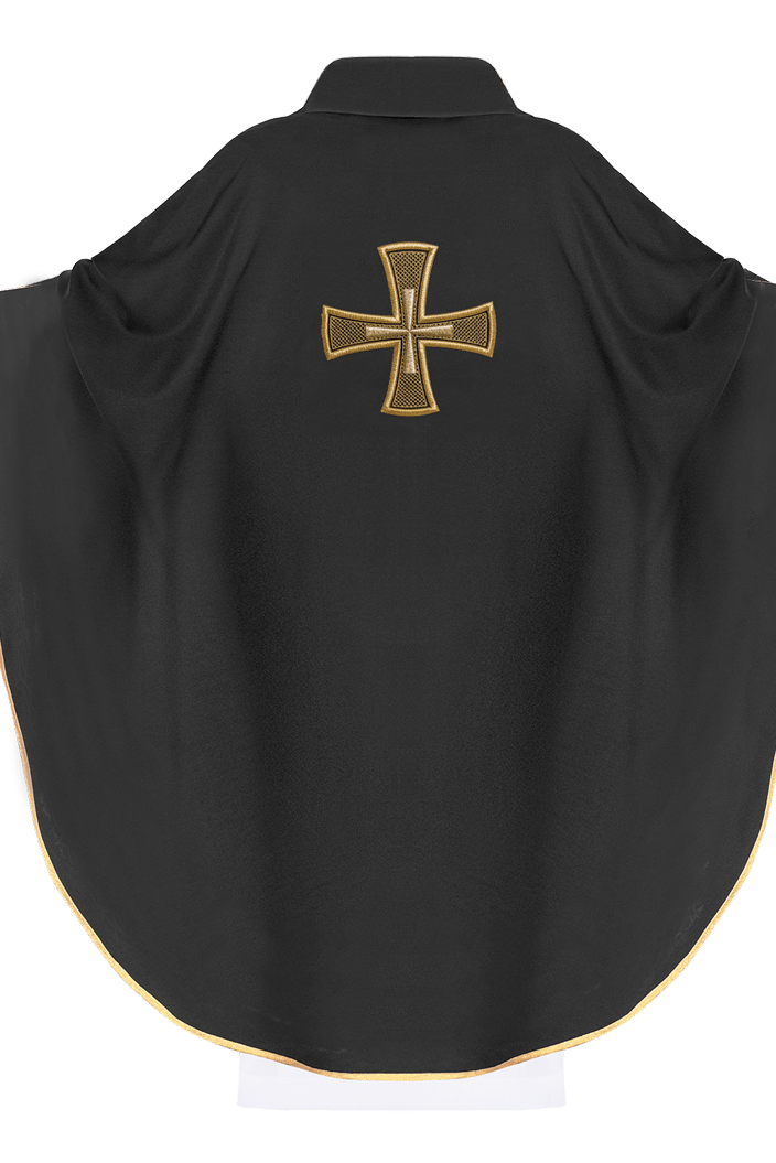 Black chasuble with gold cross