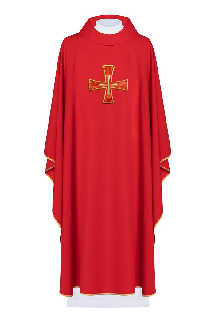 Red chasuble with mosaic red cross