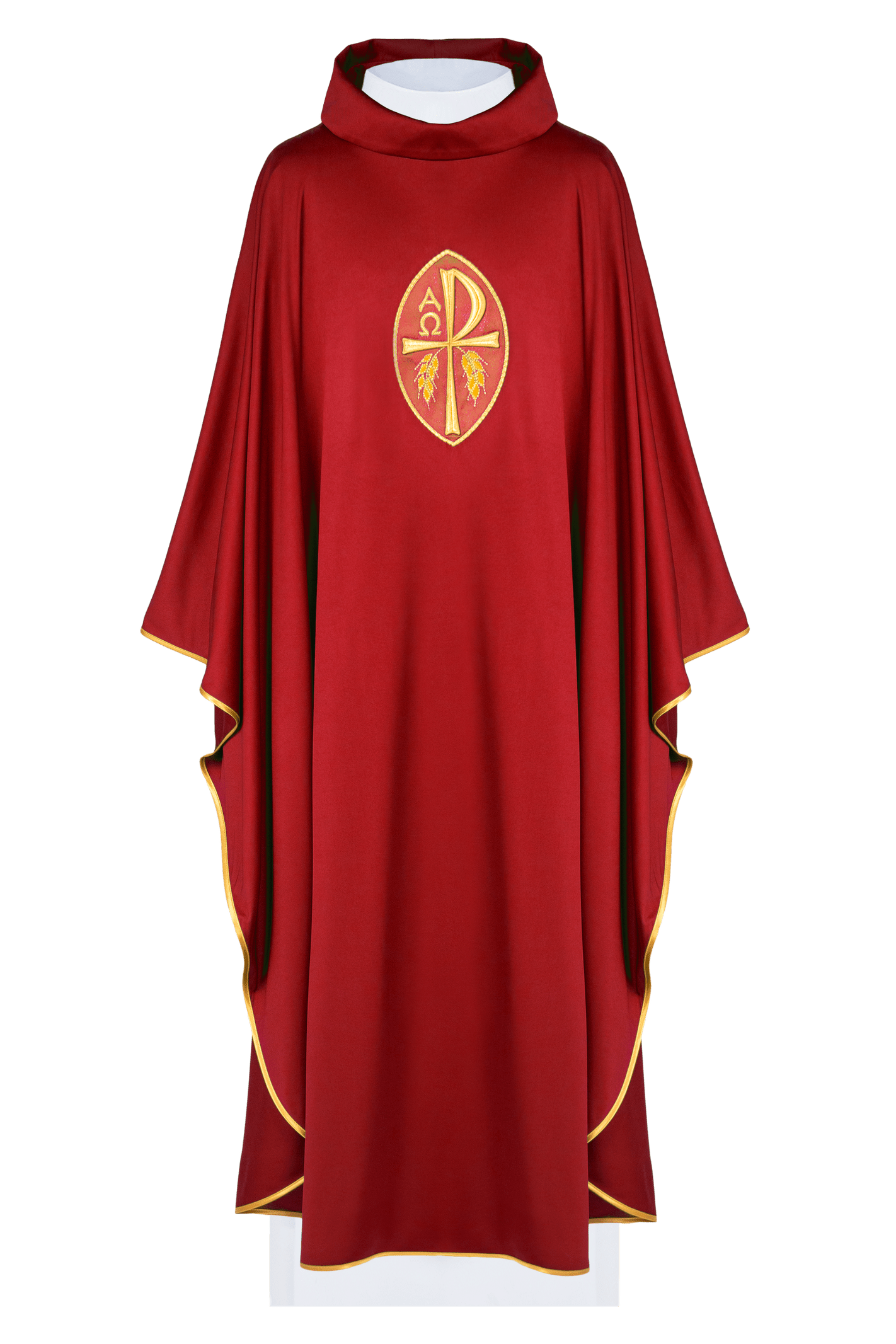 Red chasuble made of thin and light SACROLITE fabric