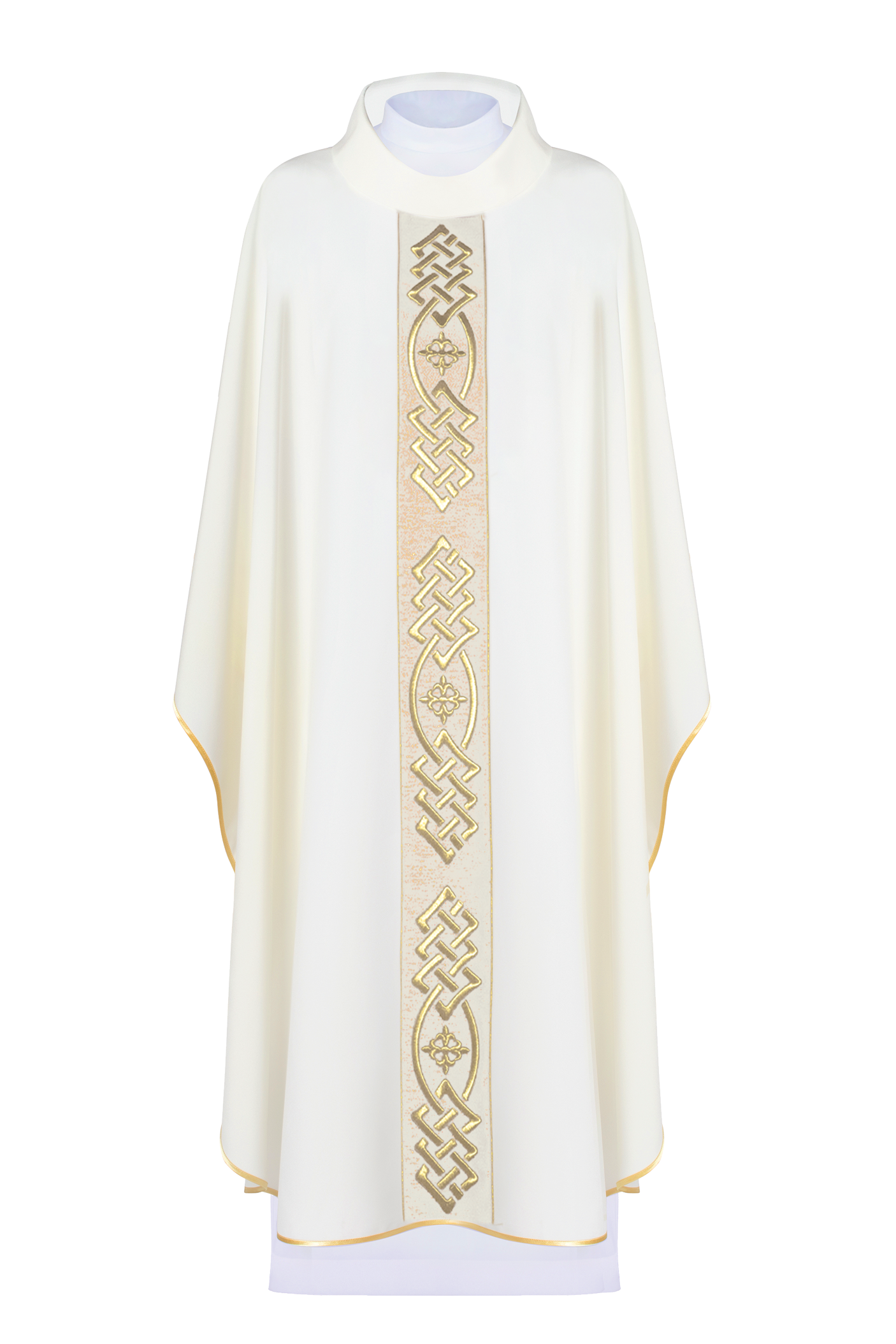 Cream colored chasuble with narrow embroidery