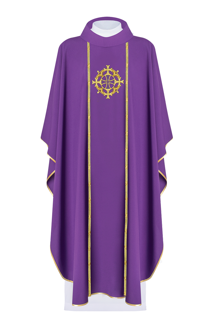 Chasuble embroidered with Purple Cross - HAFTINAUSA.COM