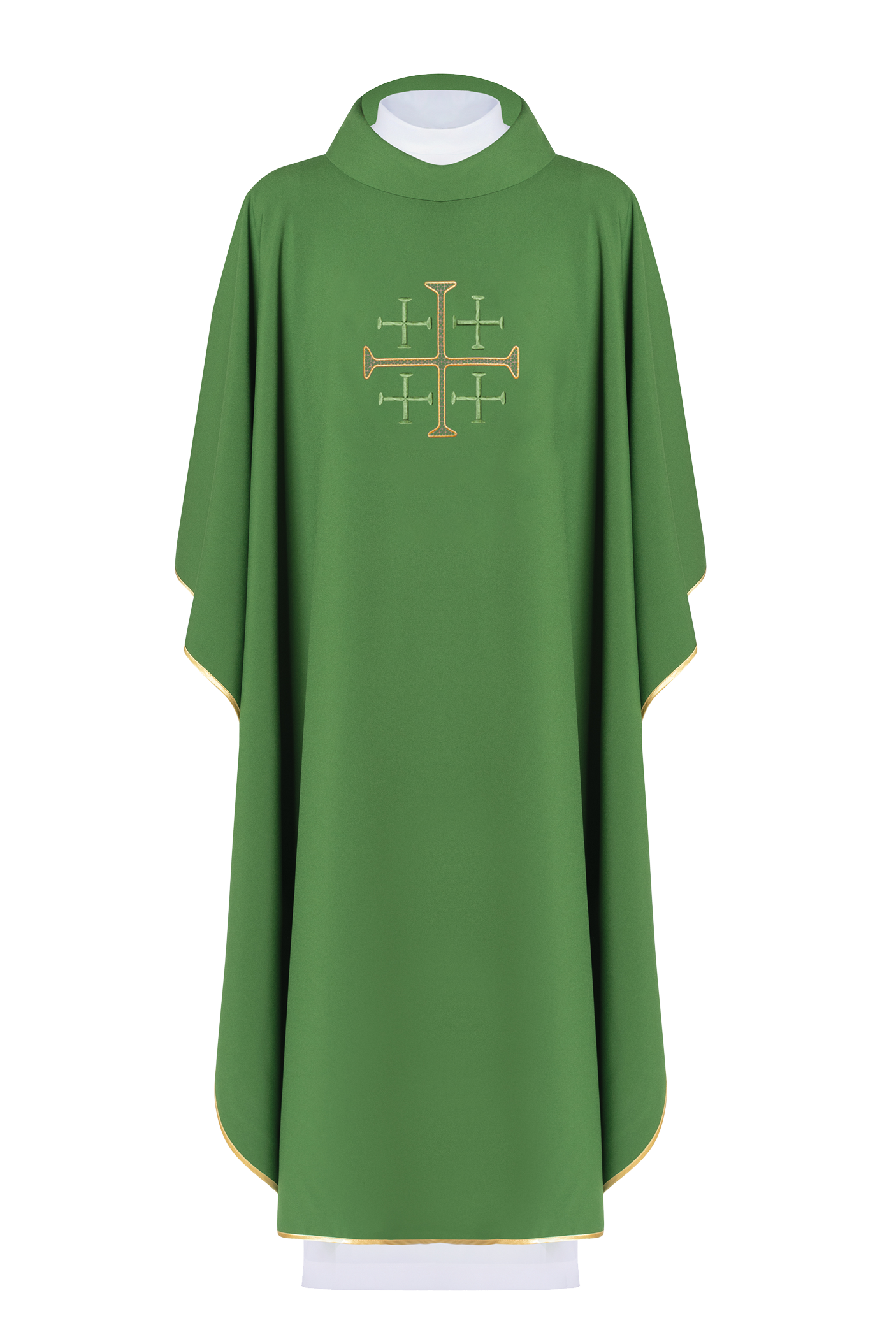 Simple green chasuble with embroidery