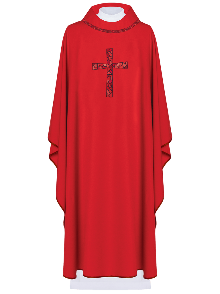 Ornat haftowany krzyża Czerwony