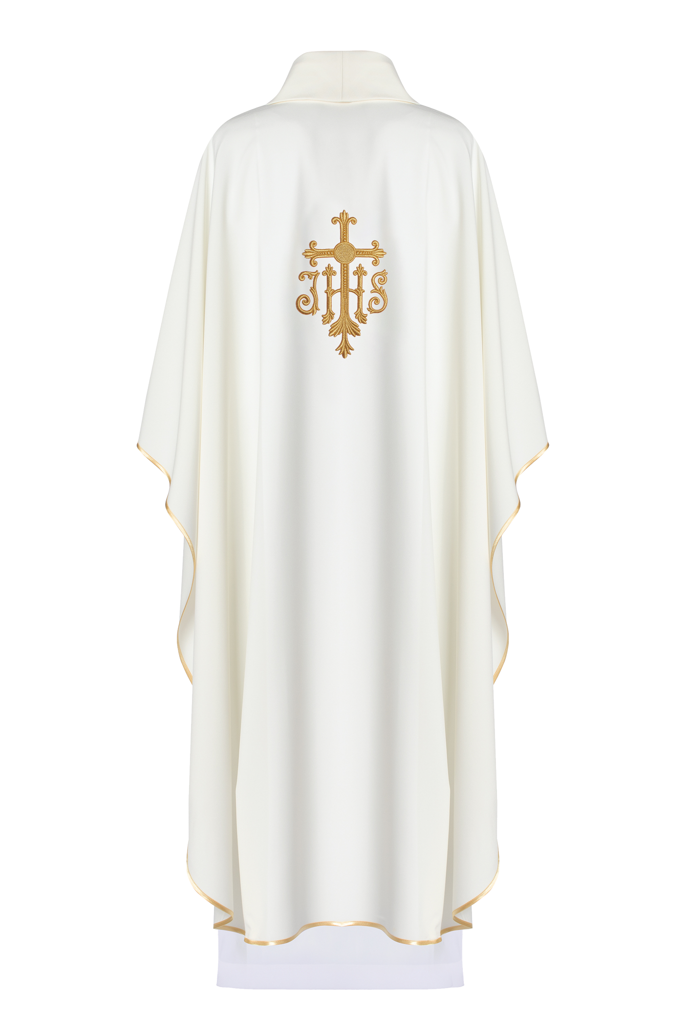 Chasuble embroidered with IHS symbol in ecru