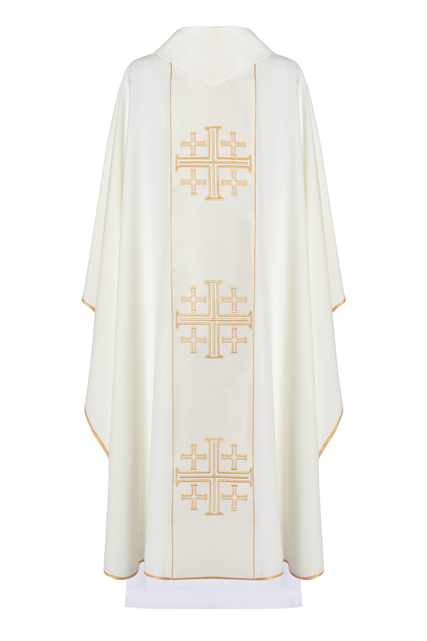 Chasuble embroidered with Jerusalem Crosses in ecru