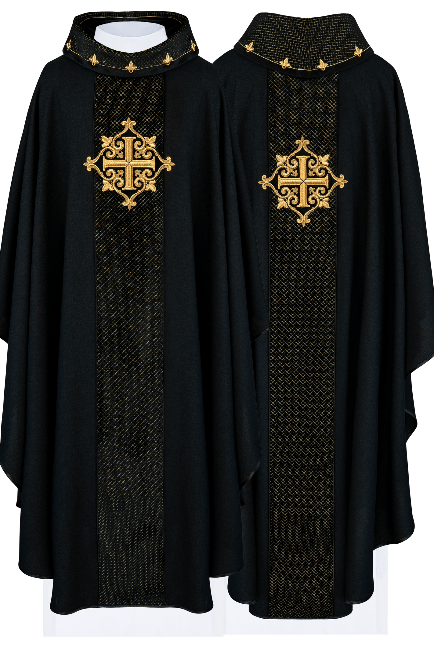 Chasuble embroidered on velvet with the symbol of the Black Cross