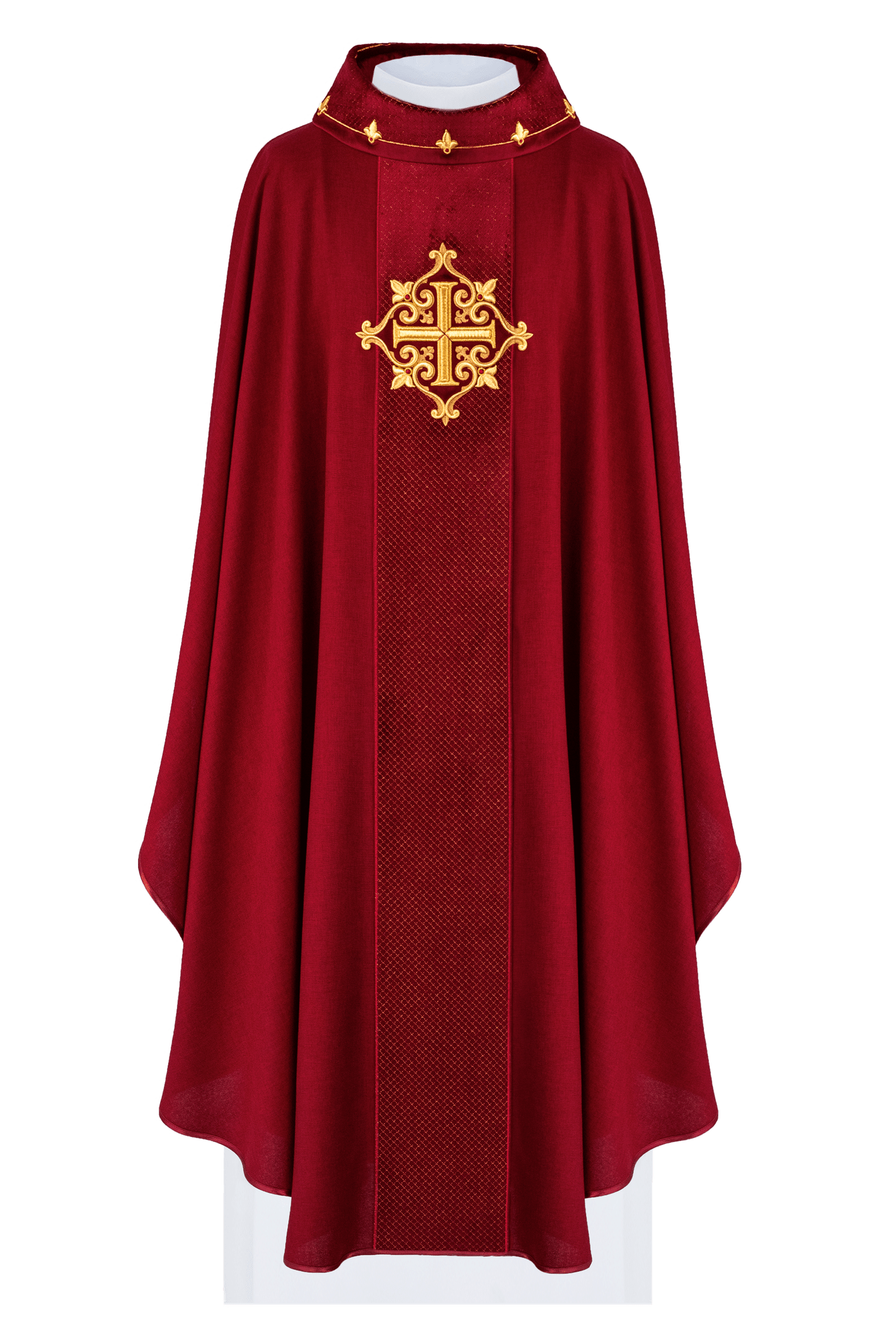 Red Chasuble with Embroidered Cross Symbol