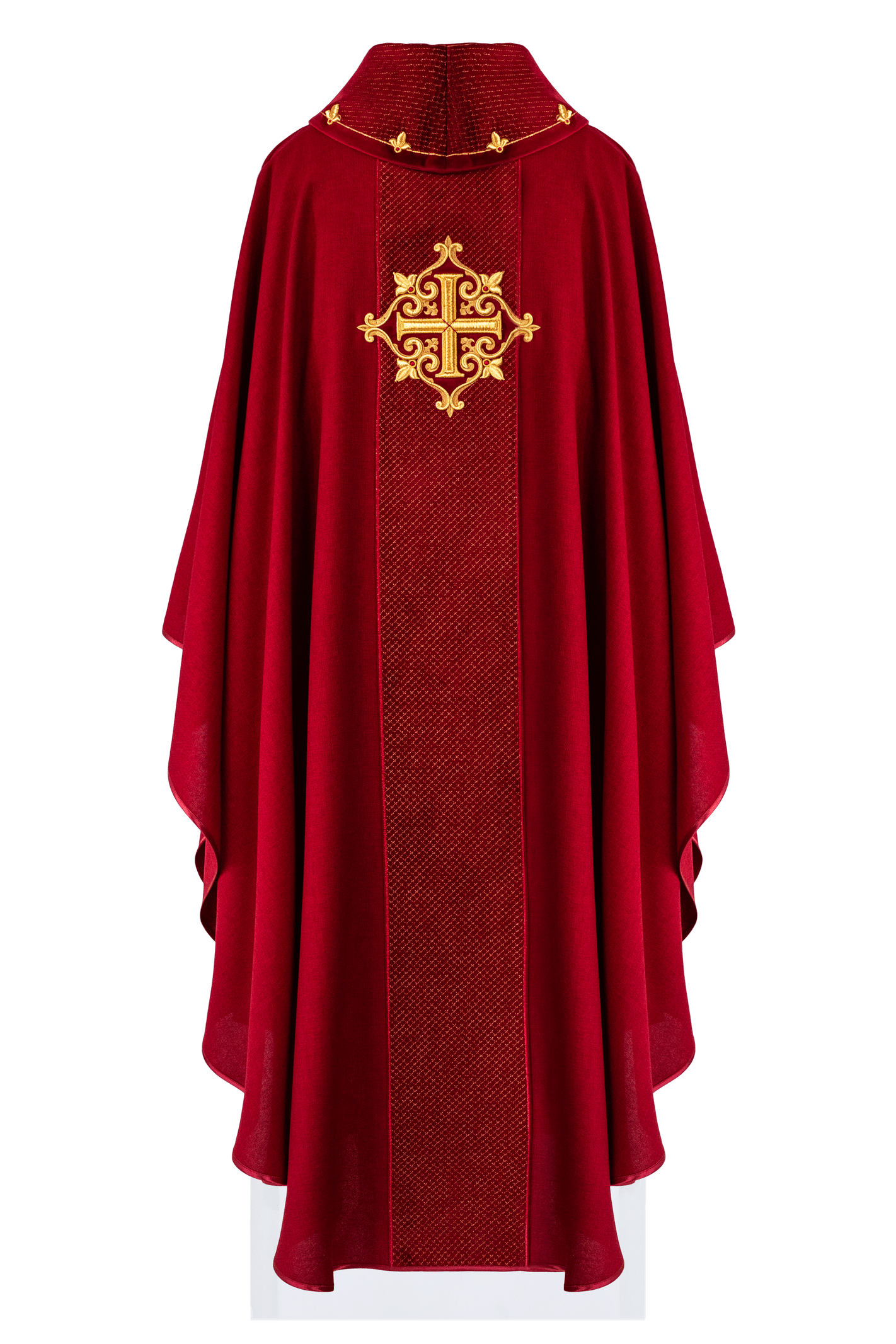 Red Chasuble with Embroidered Cross Symbol