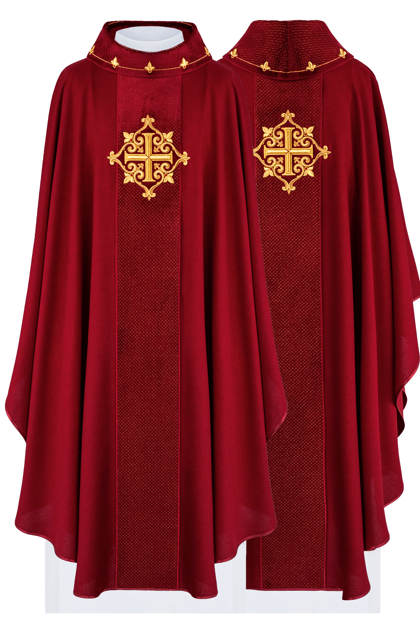 Red Chasuble with Embroidered Cross Symbol