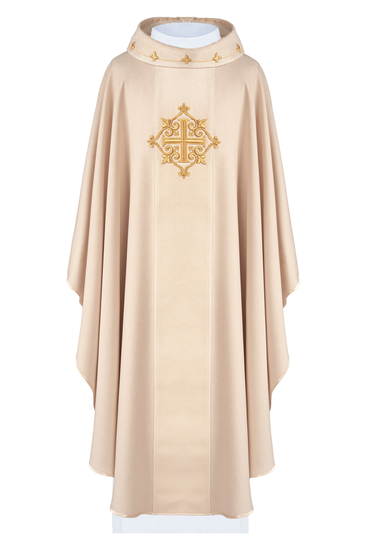 Ecru Chasuble with Embroidered Cross Symbol