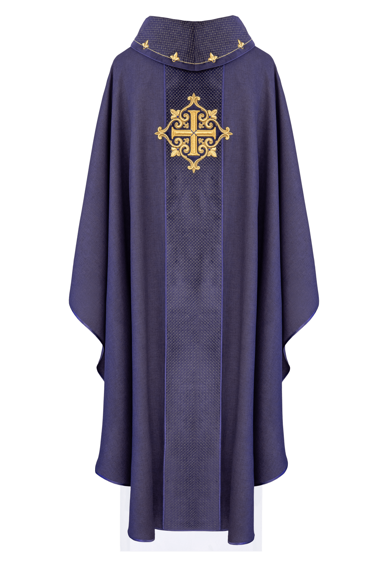 Purple Chasuble with Embroidered Cross Symbol